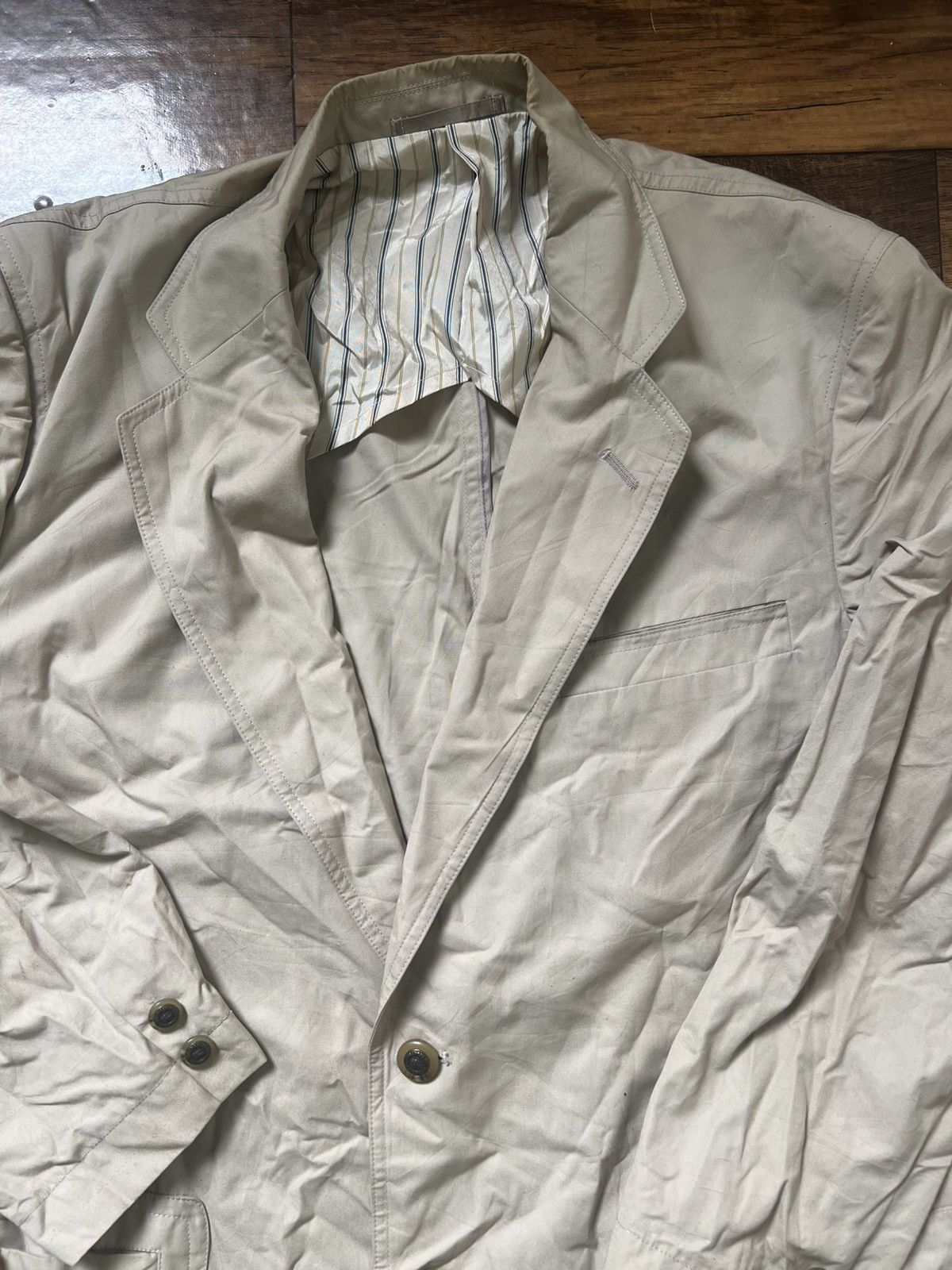 Burberry Vintage Burberry's Cotton Twill Blazer Jacket Beigepit 22.5’ Size US M / EU 48-50 / 2 - 6 Thumbnail