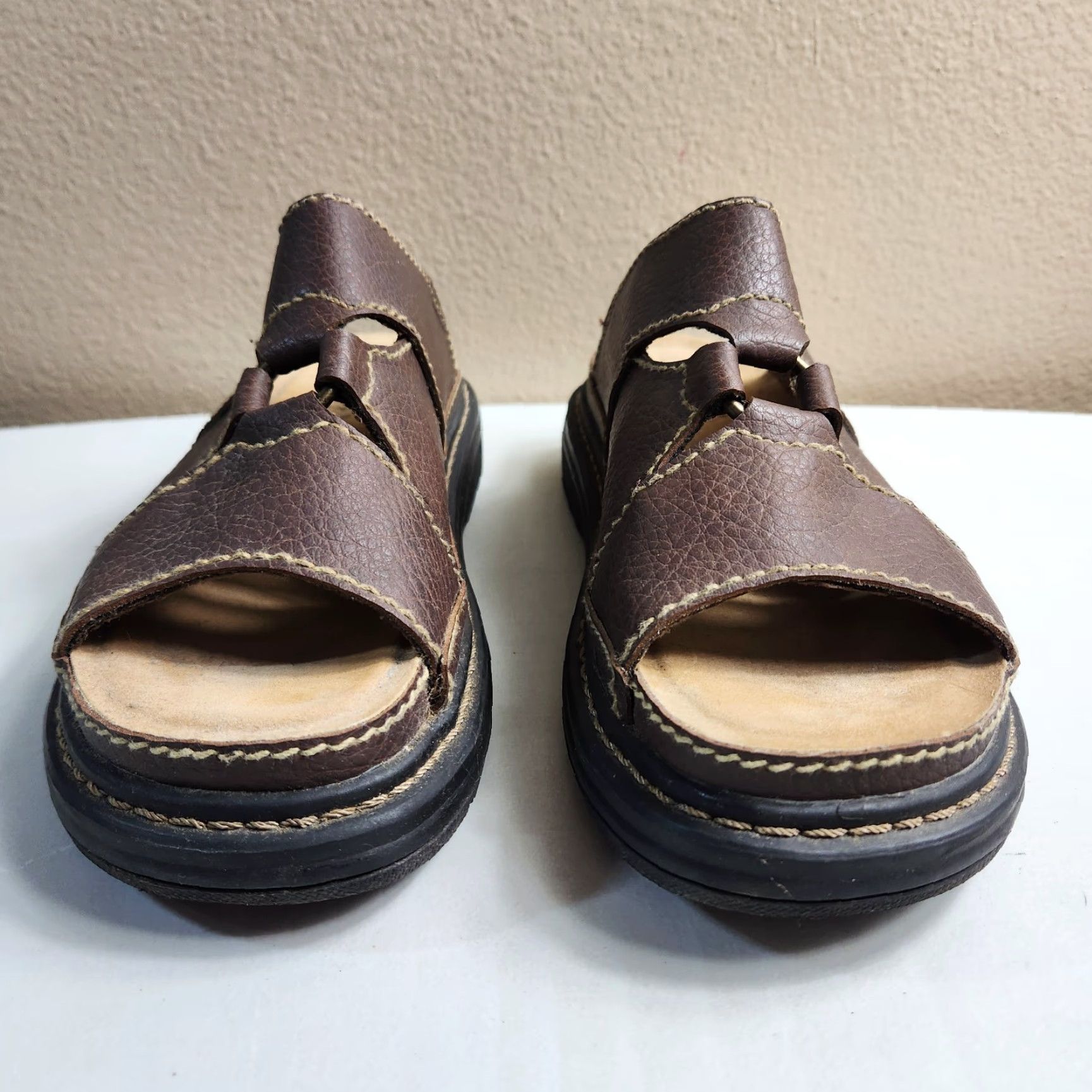 Faded Glory Faded Glory Sandal Womens 9.5 Brown Vegan Leather Chunky Lug Platform 90s Y2K Bohemian Grunge Hippie Slide Casual Flat Size US 10 / IT 40 - 5 Thumbnail