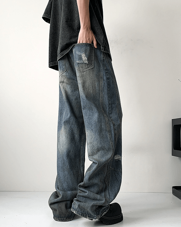 Japanese Brand American washed loose high street distressed jeans y2k Size US 32 / EU 48 - 4 Thumbnail