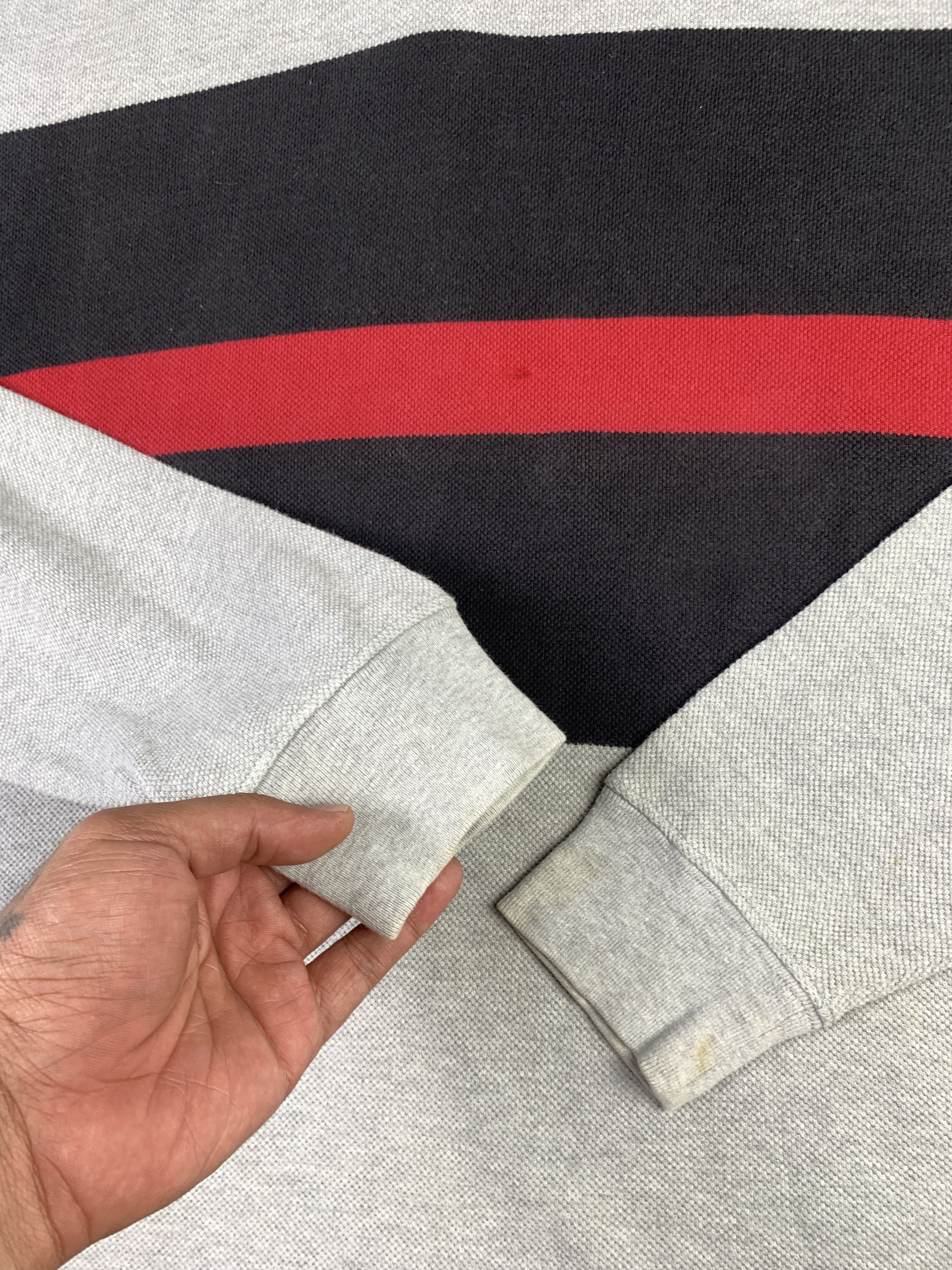Polo Ralph Lauren 2000s Polo Sport Gray Stripes Zip Polo (Fit L) Size US M / EU 48-50 / 2 - 4 Thumbnail