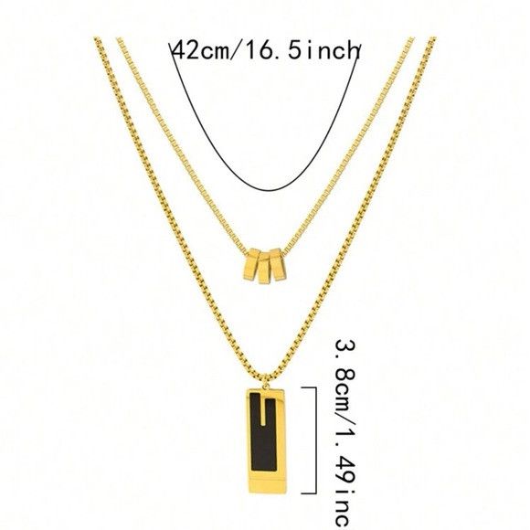 Other 1pc Double-layer Stainless Steel High-end Necklace Size ONE SIZE - 6 Thumbnail
