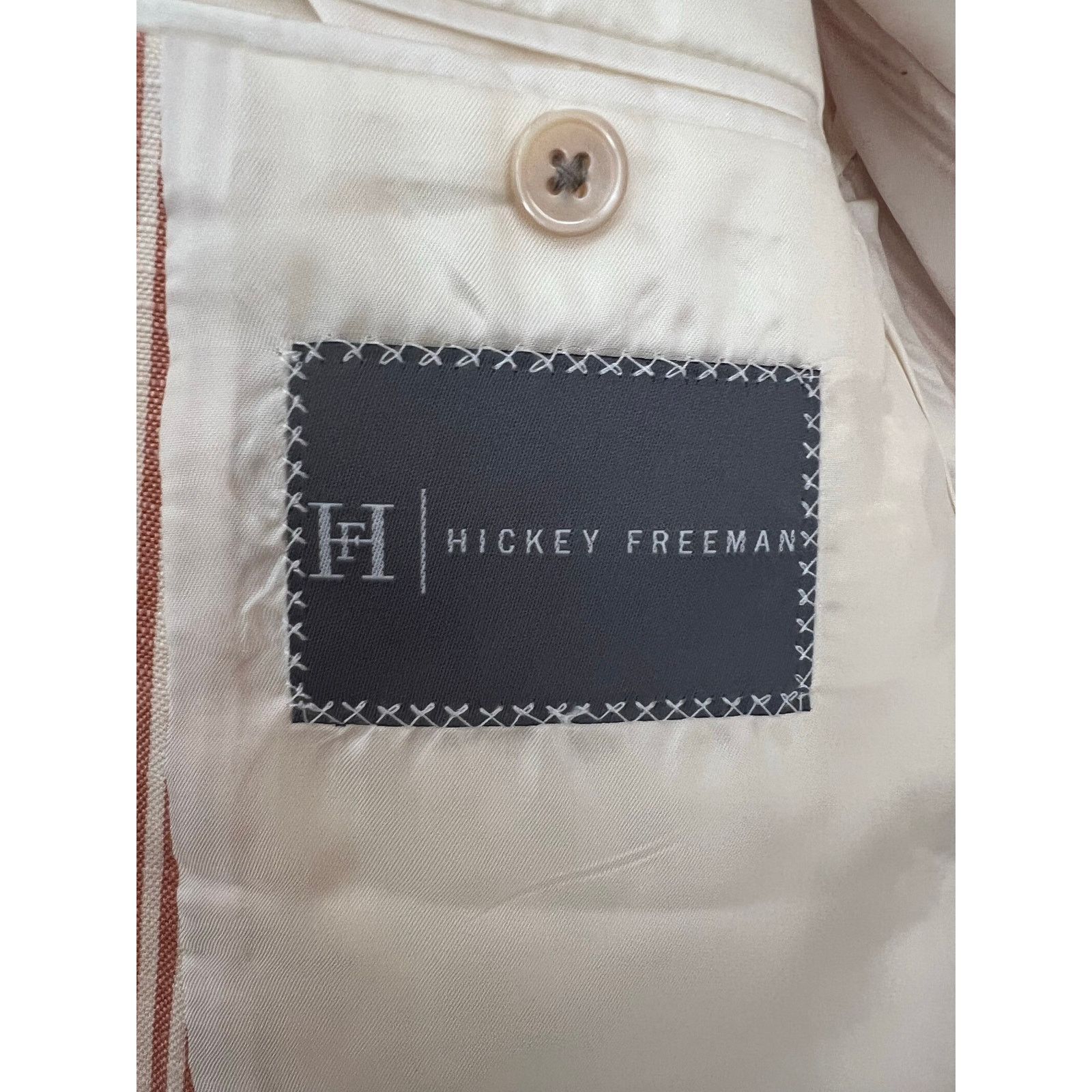 Hickey Freeman Hickey Freeman Silk Linen 3 Button Pinstripe Suit Jacket 42R Size 42L - 9 Thumbnail