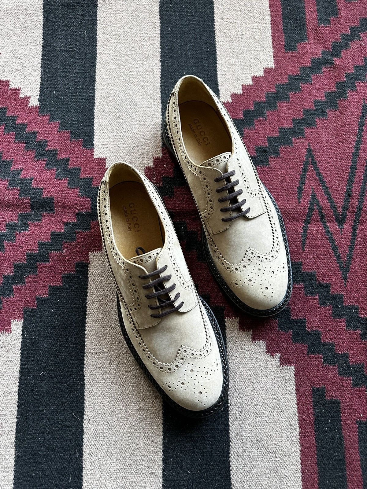 Gucci Gucci Suede Lasercut Accents Brogues Neutrals Oxfords Shoes Size US 10.5 / EU 43-44 - 3 Thumbnail