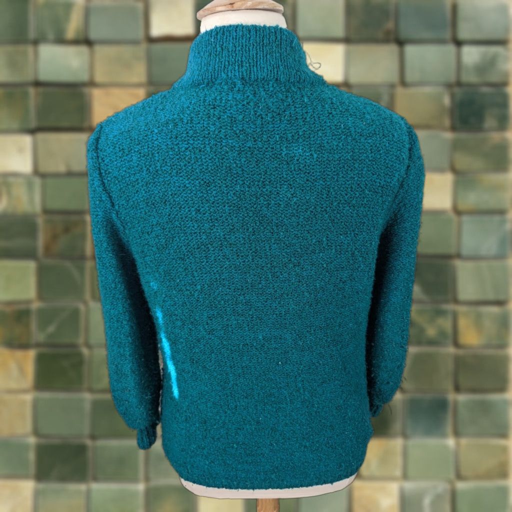 Altea VINTAGE Teal Green Cardigan Sweater Women's Large S12 Relaxed Oversized 80s Open Pockets Lightweight Knit Casual Fall Winter Size L / US 10 / IT 46 - 1 Thumbnail