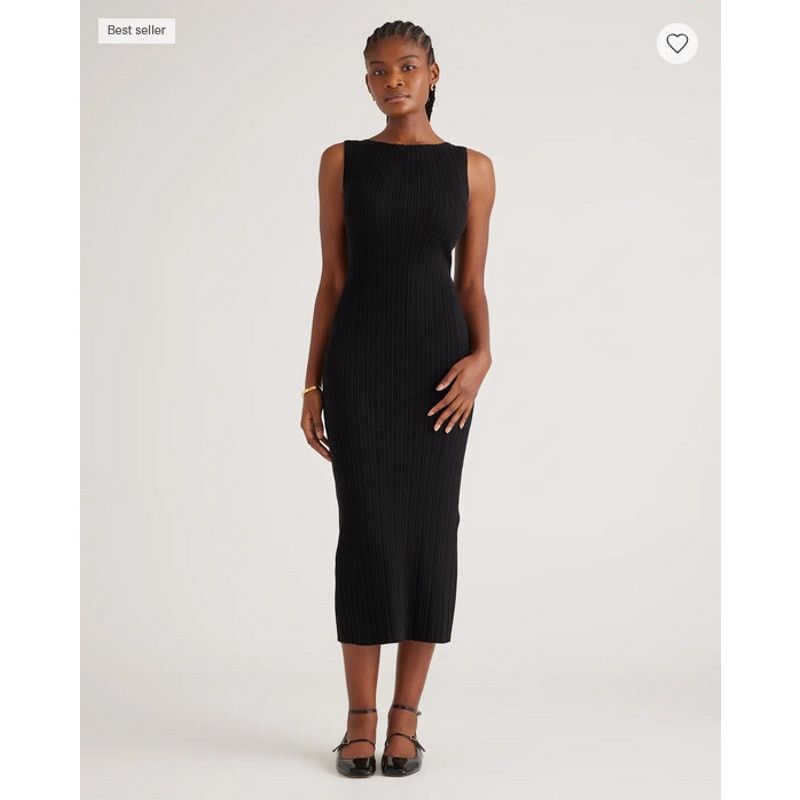 Quince Quince Cotton Cashmere Ribbed Sleeveless Dress Black Size M Size M / US 6-8 / IT 42-44 - 2 Thumbnail