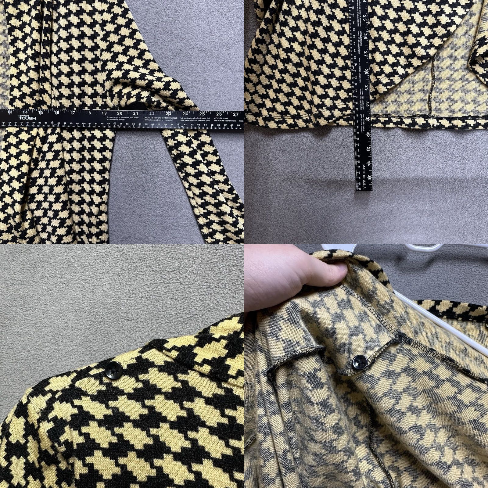 Vintage The Limited Sweater Womens M Beige Cardigan Black Houndstooth Geometric FUC Size M / US 6-8 / IT 42-44 - 8 Thumbnail