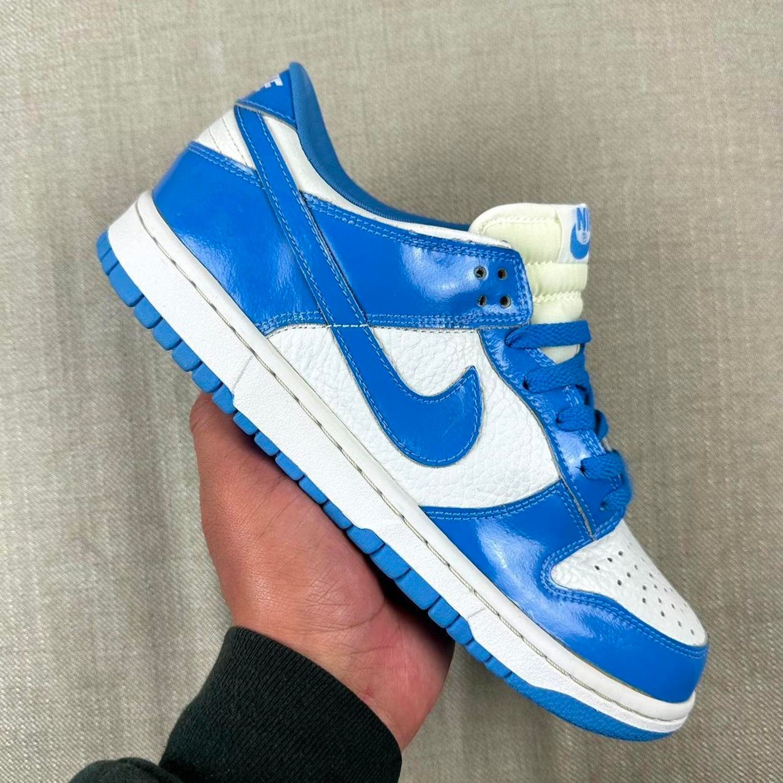 2001 Nike Dunk Low Patent Leather Unc Shoes in Blue, Men's (Size 8)