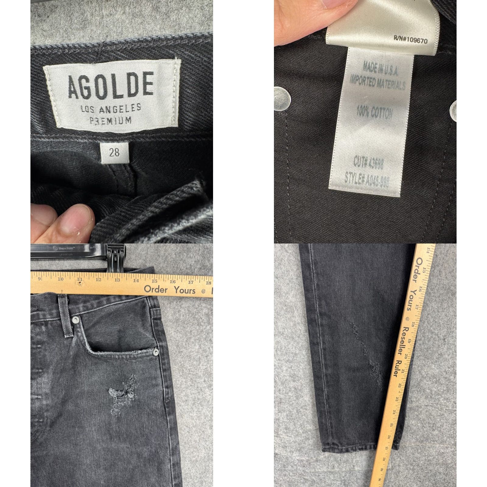 Agolde VINTAGE Agolde Jeans Women 28 Distressed Black 90s Pinch High Rise Straight Size 28" / US 6 / IT 42 - 8 Thumbnail