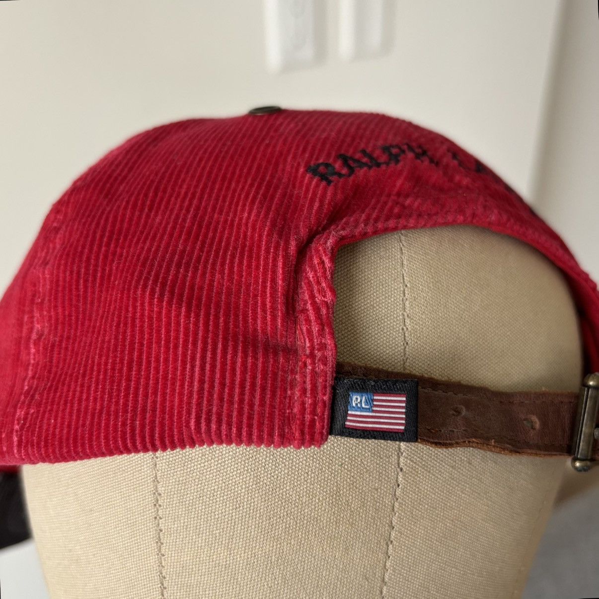 Polo Ralph Lauren Polo Jeans Corduroy Hat Spellout Patch Logo Leather Strap Size ONE SIZE - 11 Thumbnail