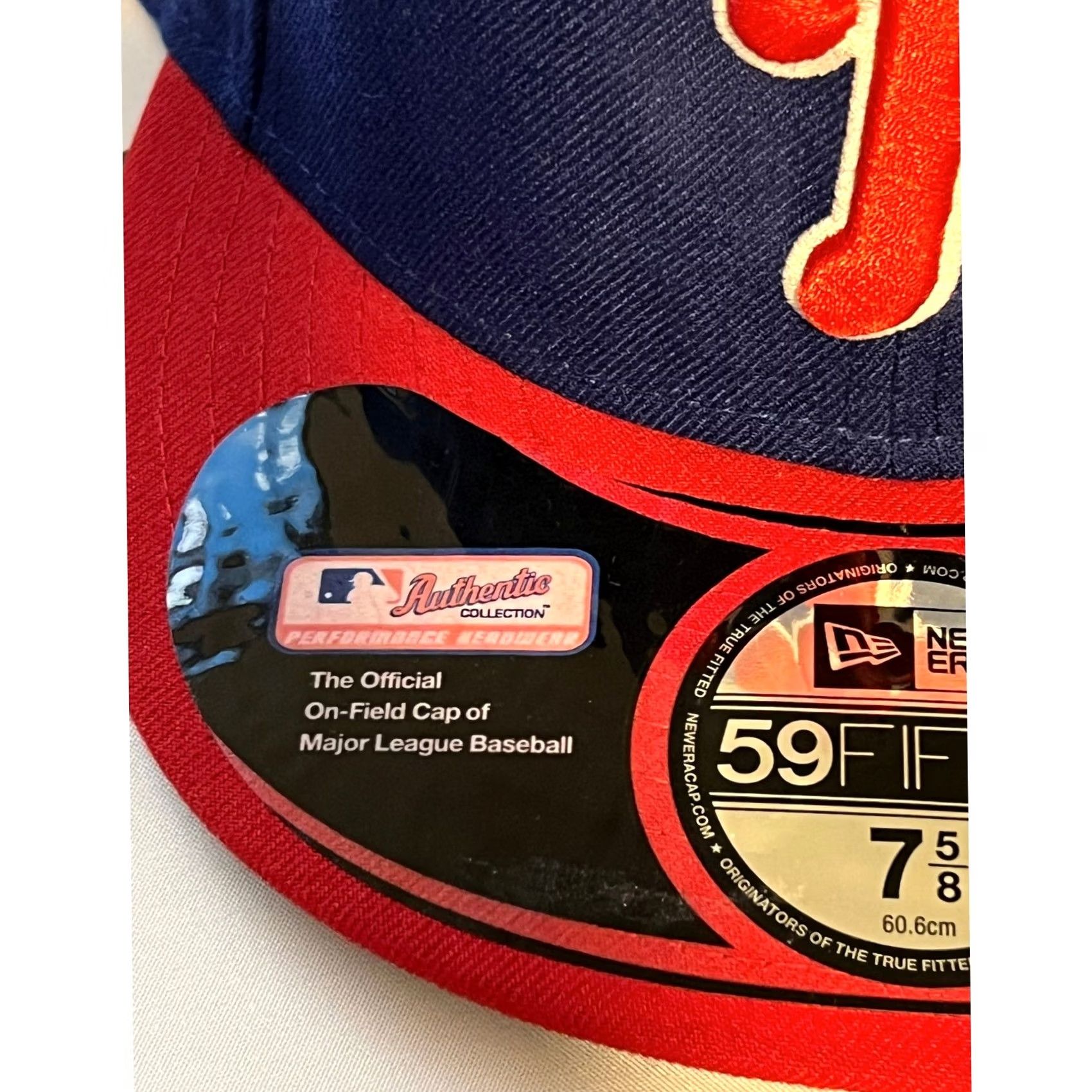 New Era New Era 59FIFTY Hat Mens 7 5/8 Blue Red Phillies On-field Cap MLB Fitted Cap Blue Red Size ONE SIZE - 4 Thumbnail