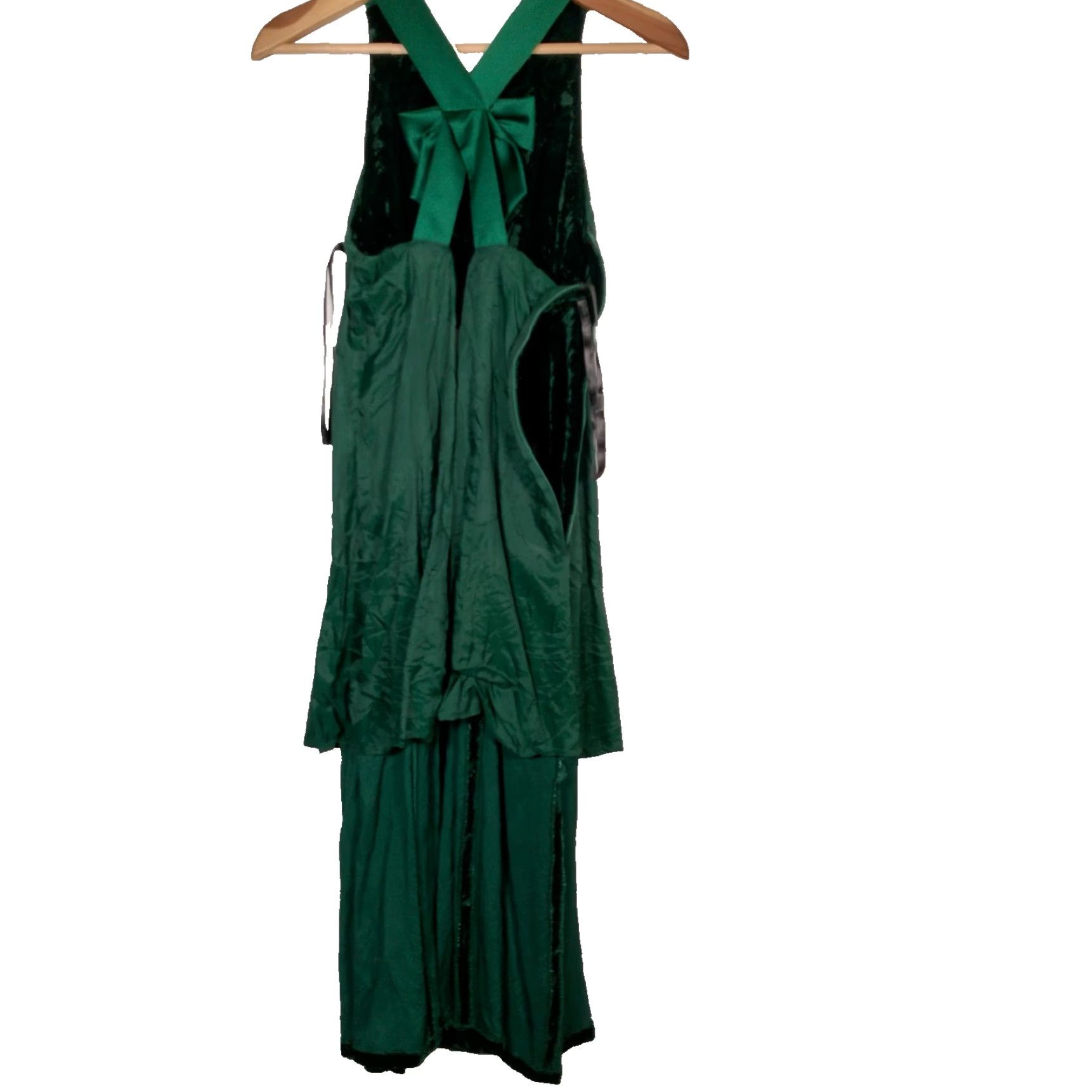 Vintage VINTAGE Donna Ricci Dress Women's Slip Dress Green Velvet Sleeveless Bow 1990s Petite Size 4 Long Size S / US 4 / IT 40 - 4 Thumbnail