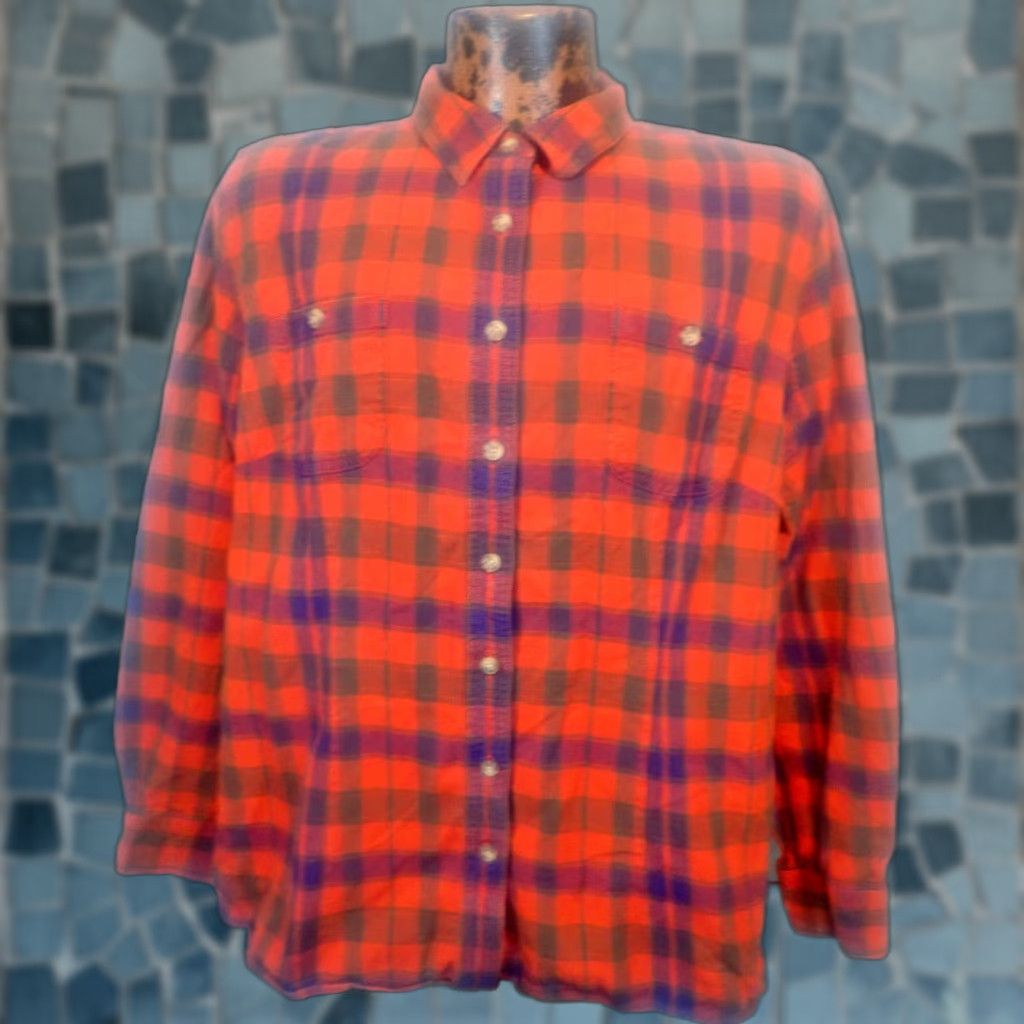 Duluth Trading Company Duluth Trading Womens XL Shirt Plaid Red Blue Flannel Lens Cleaner Free Swingin' Size XL / US 12-14 / IT 48-50 - 1 Thumbnail