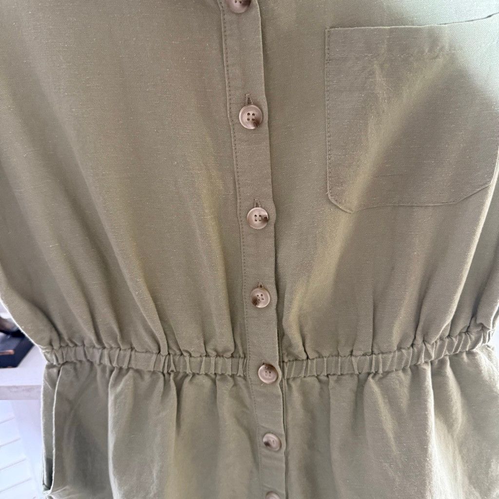 Vintage sage green romper shorts front buttons 2 side pockets sz M Size 30" / US 8 / IT 44 - 5 Thumbnail