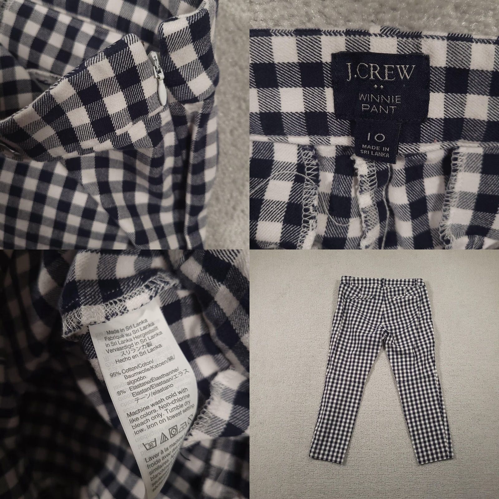 J.Crew J.Crew Pants Womens 10 Navy White Gingham Winnie Pant Side Zip Stretch Cropped Size 32" / US 10 / IT 46 - 8 Thumbnail