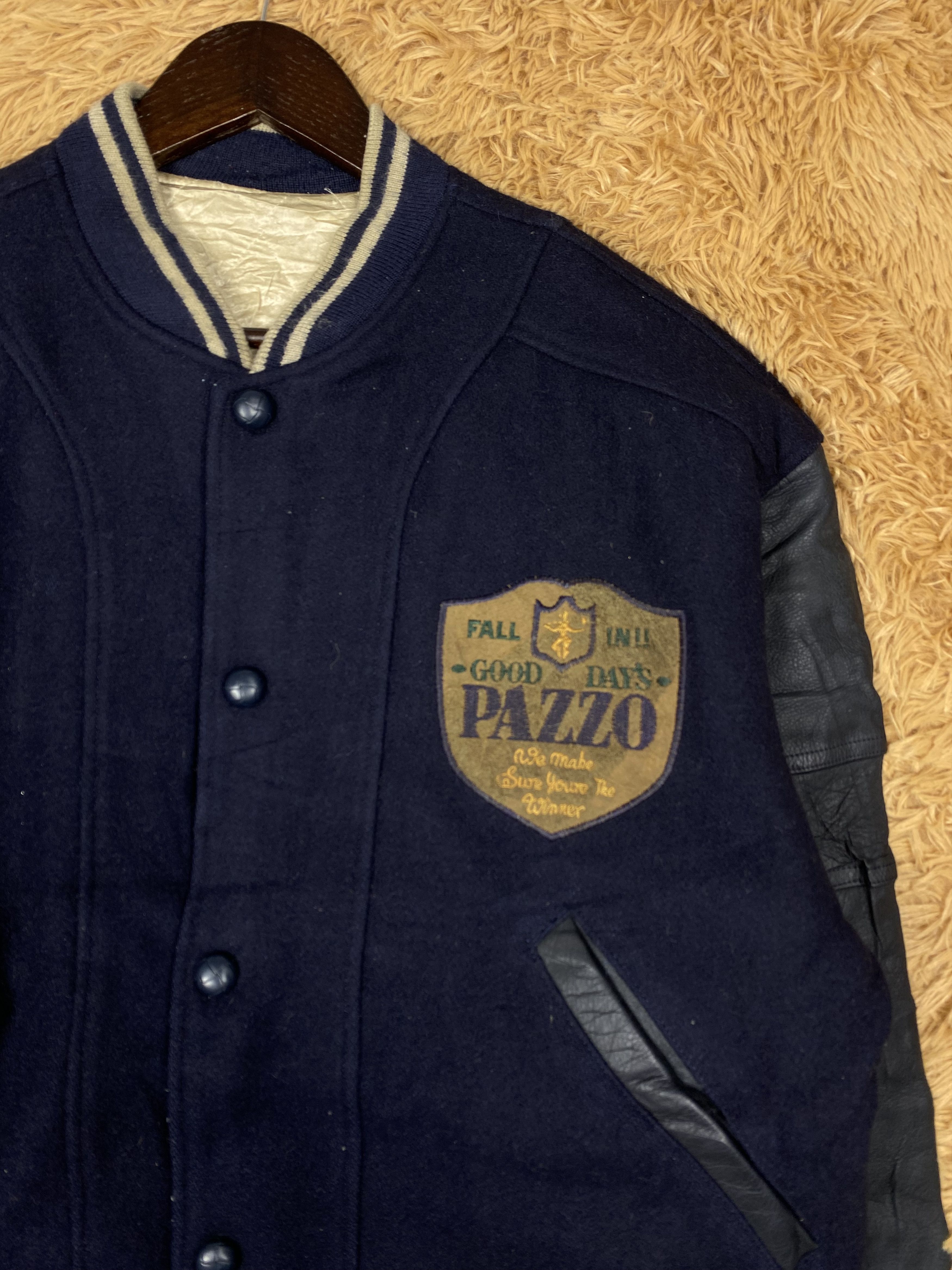 Vintage Vintage Pazzo Club Leather Sleeve Varsity Jacket DJ297 Size US M / EU 48-50 / 2 - 3 Thumbnail