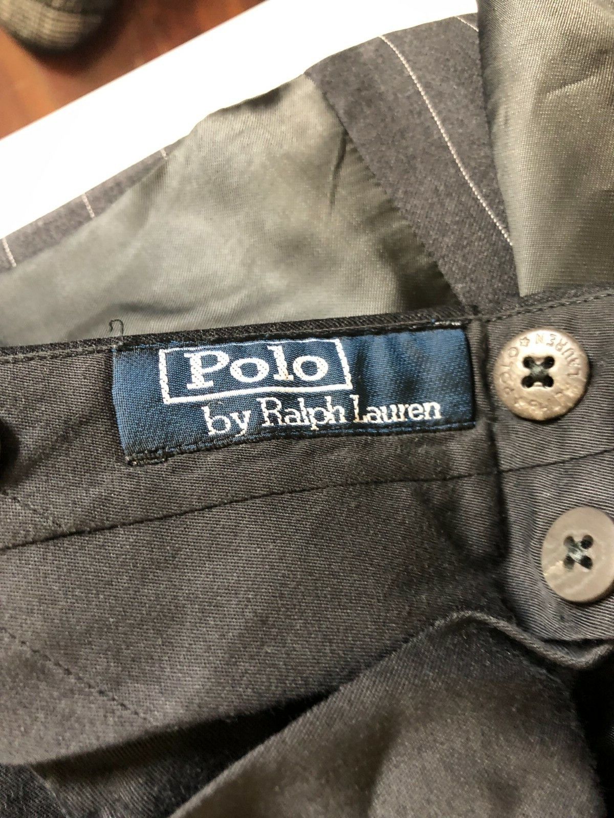 Polo Ralph Lauren Polo Ralph Lauren Grey Wide Stripe 3 Button Suit 40L W32 Size 40L - 9 Thumbnail