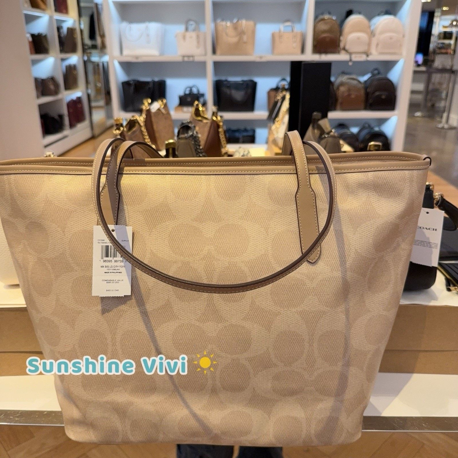 Coach NWT Coach Large City Tote Bag In Maxi CCD66 Sand Taupe Size ONE SIZE - 2 Thumbnail