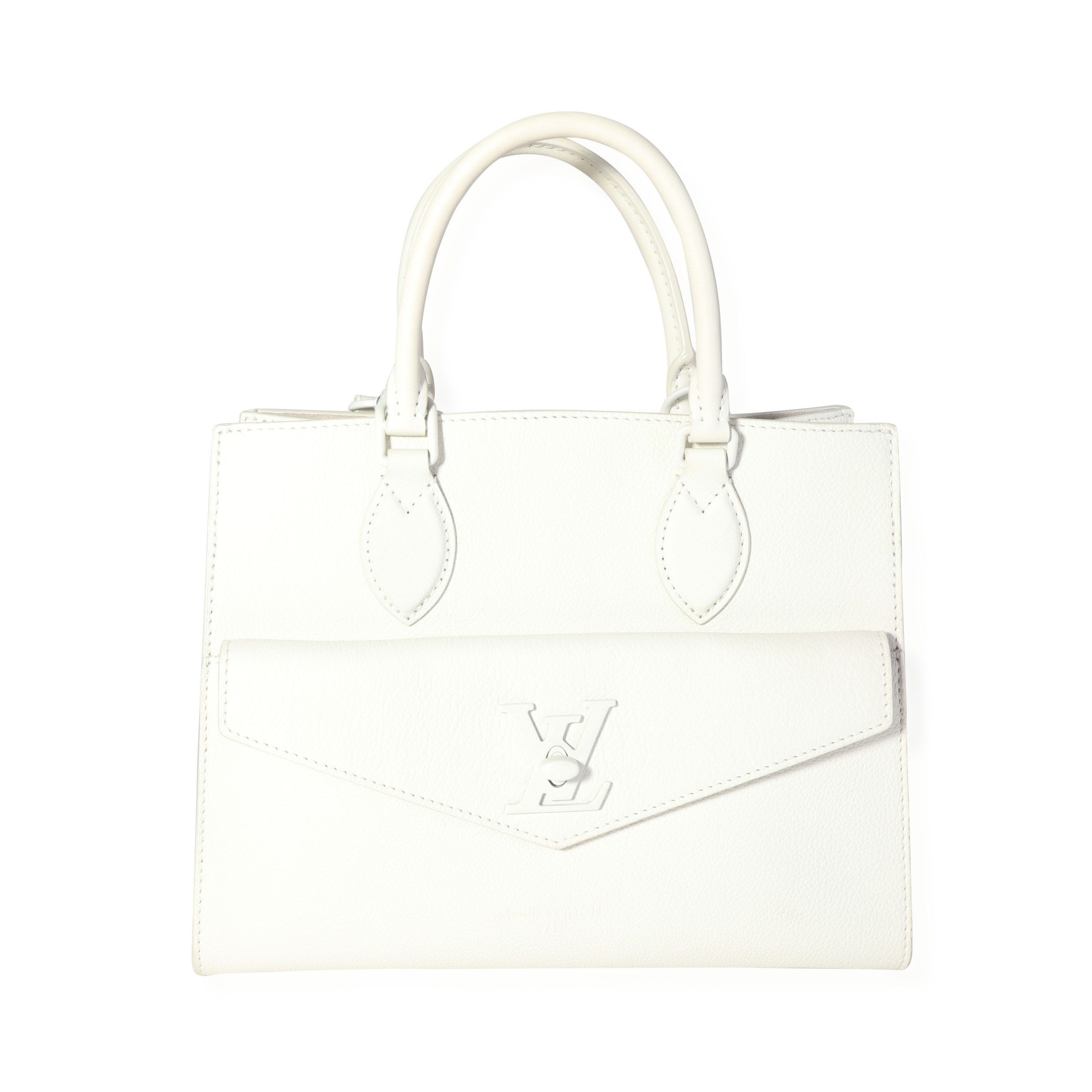 Louis Vuitton White Leather Monochrome Lockme Tote PM