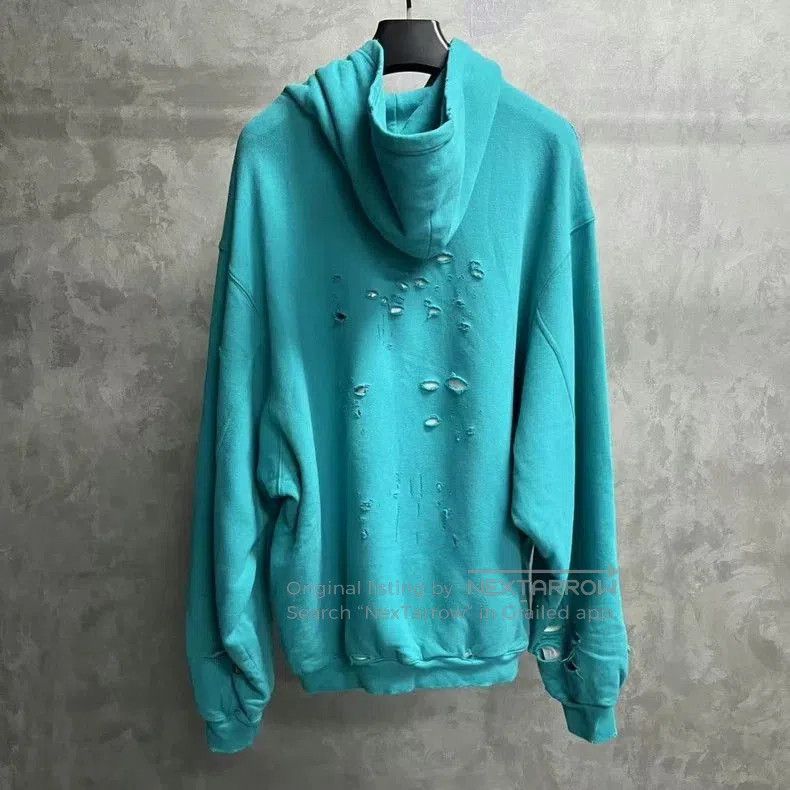Balenciaga Balenciaga Blue Logo Distressed Hoodie. Size US XS / EU 42 / 0 - 2 Thumbnail