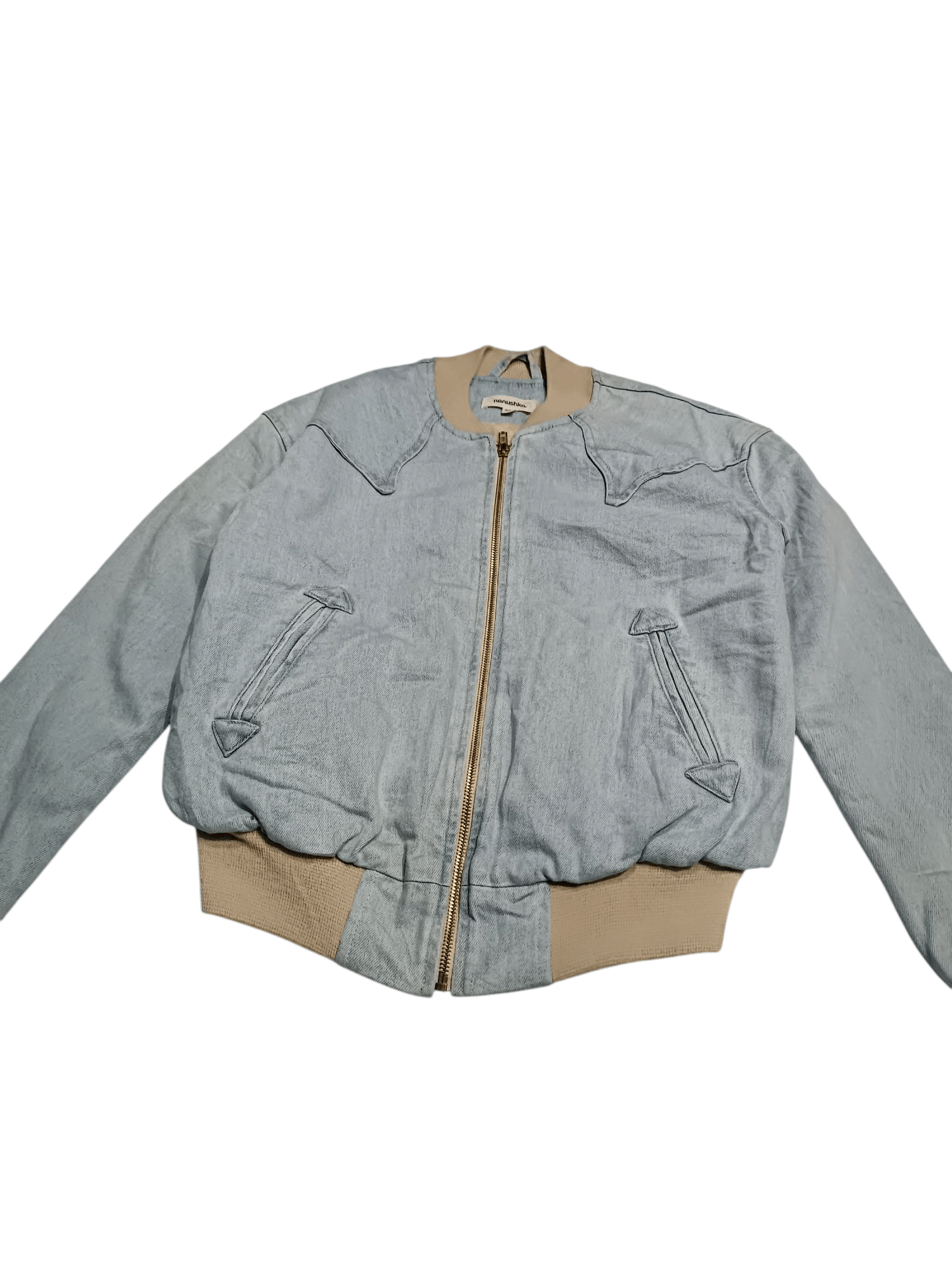 Nanushka Nanushka Denim Bomber Jacket Light Blue Western Style Size US XS / EU 42 / 0 - 3 Thumbnail
