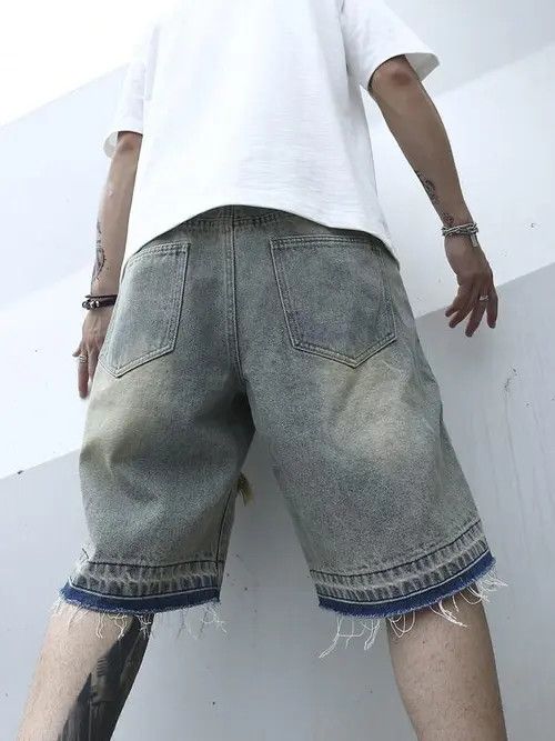 Jean Jorts Vintage Washed Distressed Denim Size US 30 / EU 46 - 2 Thumbnail