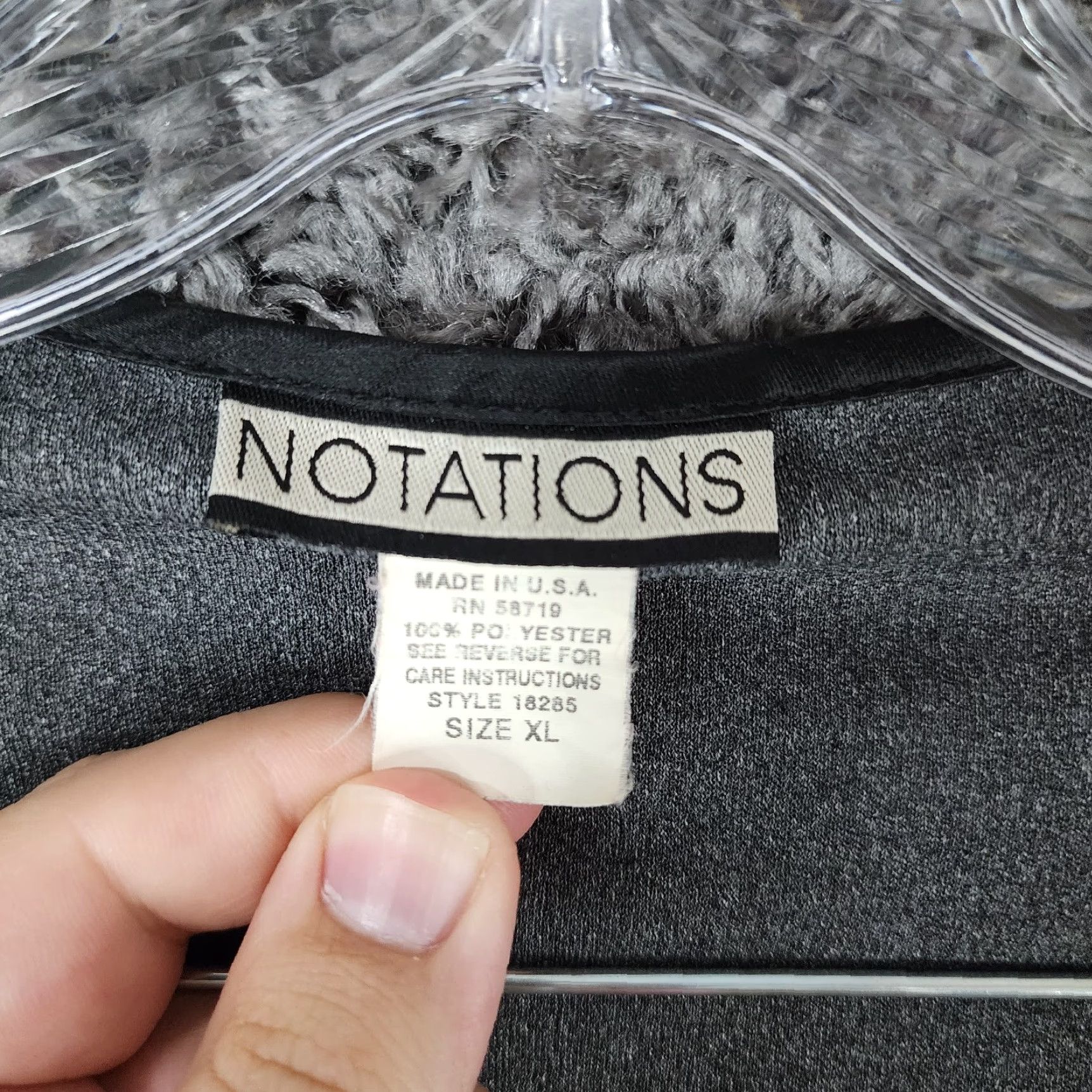 Vintage Notations Blouse Women Long Sleeve XL Gray 100% Polyester Made In USA XL Womens Gray Blouse Size XL / US 12-14 / IT 48-50 - 4 Thumbnail