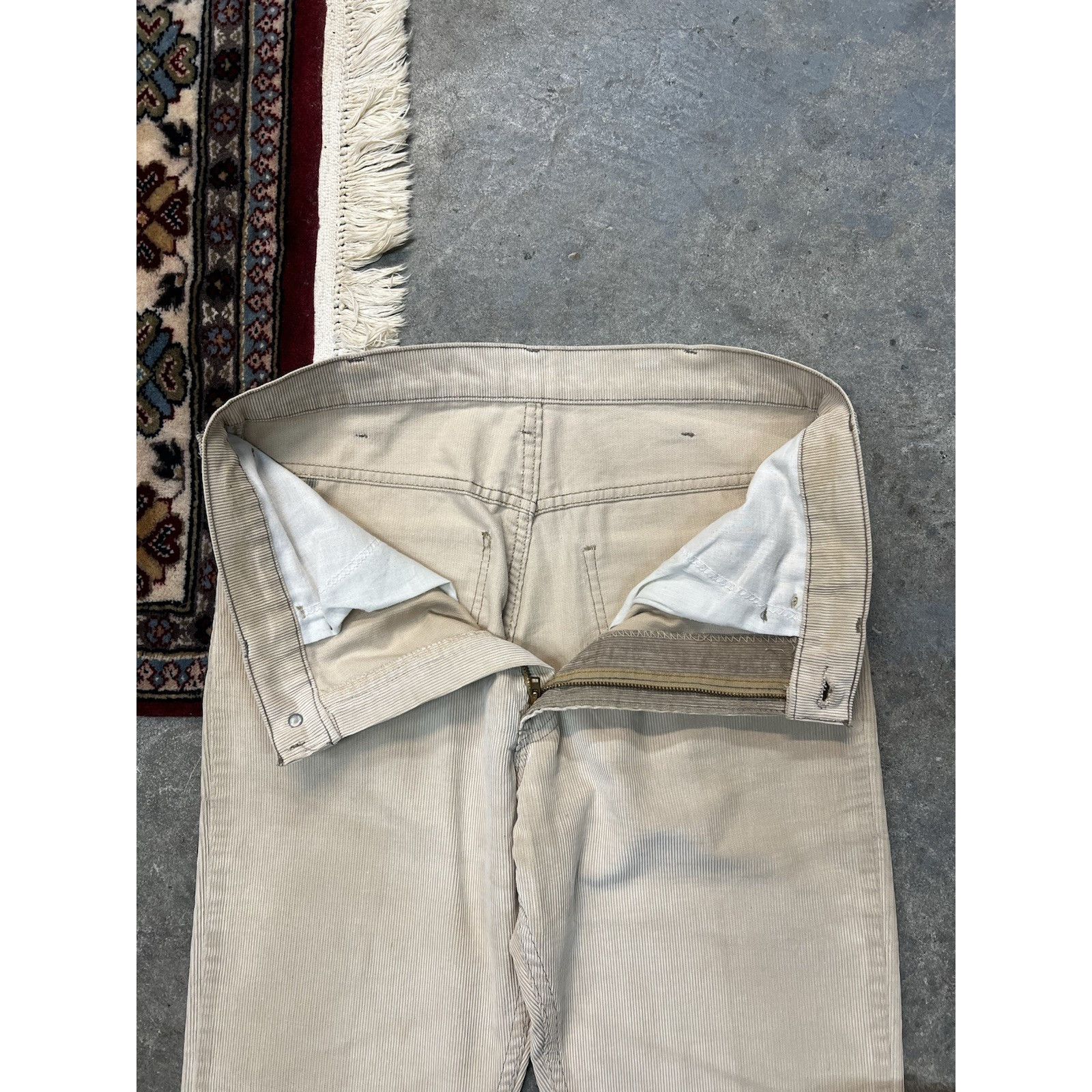 Levi's Vintage 80s Levis White Tag Beige Corduroy Pants 32x31 Rare Size US 32 / EU 48 - 7 Thumbnail