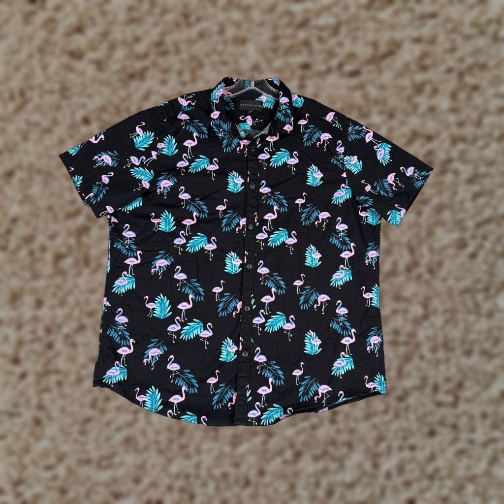 Vintage No Boundaries Shirt Men XL Black Aloha Hawaiian Vacation Beach Floral Resort 90s? Size US XL / EU 56 / 4 - 1 Thumbnail