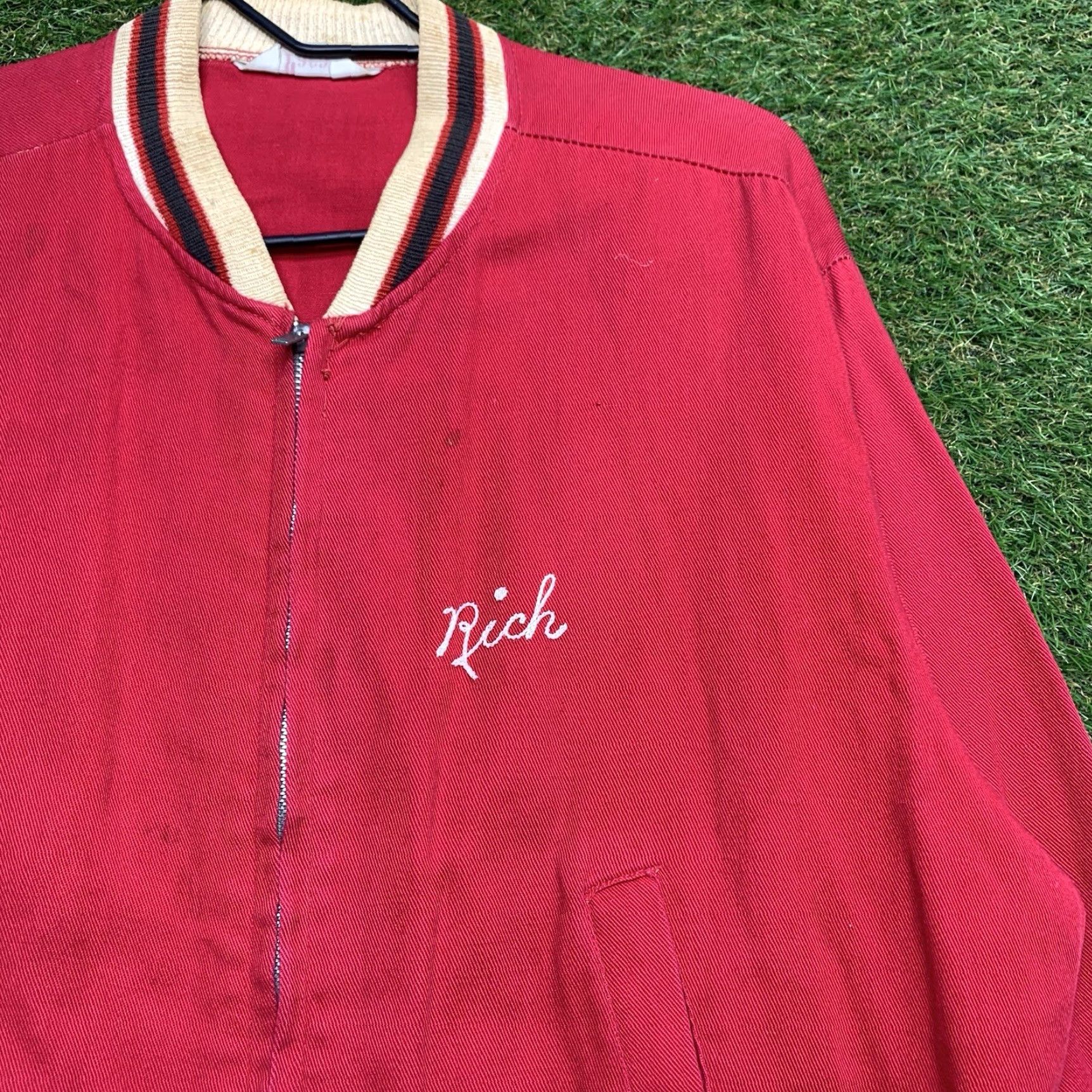 Vintage VINTAGE Thermo-Jac Chain Stitch Jacket Mens Medium Red Full Zip Varsity 1950s 40s Workwear USA Cotton Canvas Size US M / EU 48-50 / 2 - 4 Thumbnail