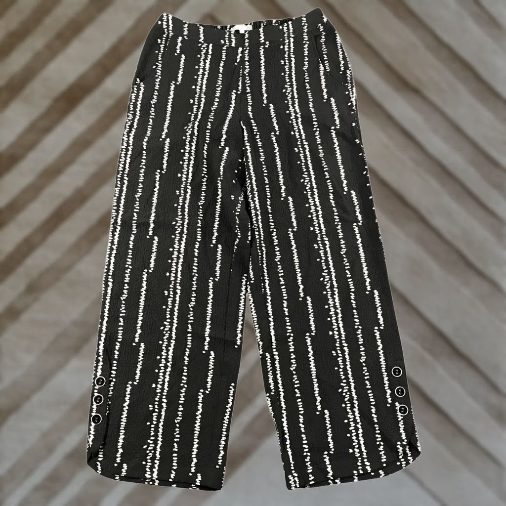 Habitat Habitat Black White Dotted Stripe Wide Leg Crop Pants Womens S Size 28" / US 6 / IT 42 - 1 Thumbnail
