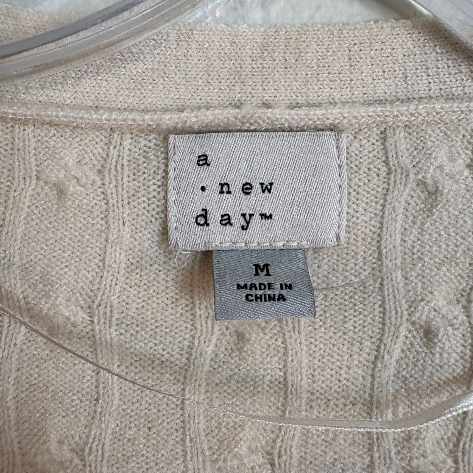 Other A New Day Women's Cable Cardigan Beige Size M Size M / US 6-8 / IT 42-44 - 3 Thumbnail