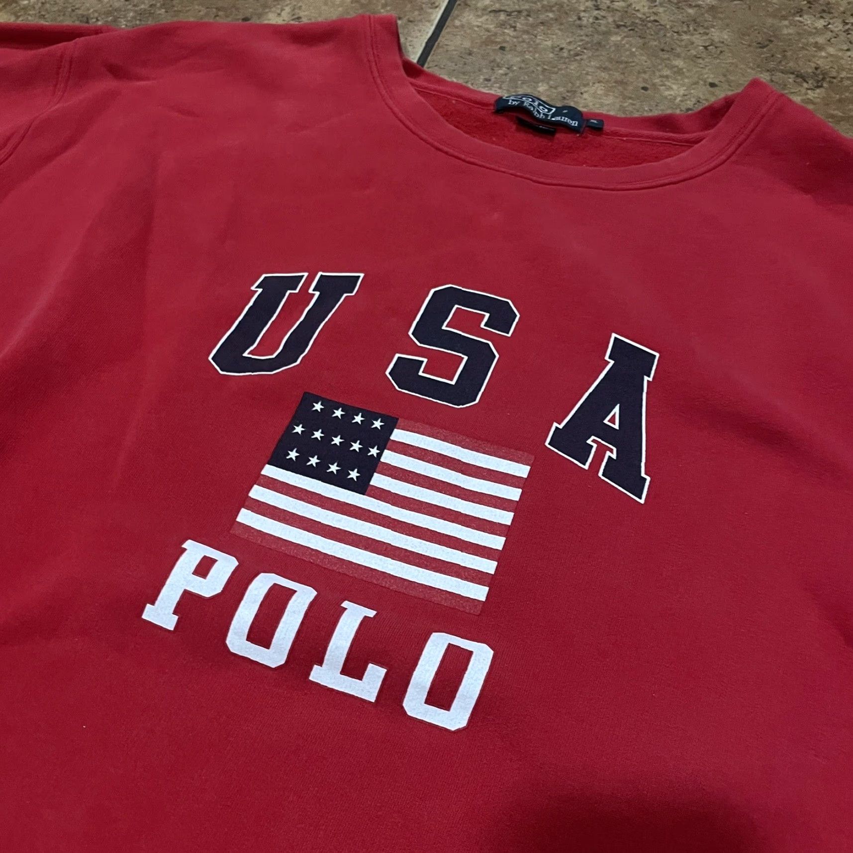 Vintage VTG Ralph Lauren Polo Sport Flag Sweatshirt Crewneck XL USA Sportsman Shirt Mens Size US XL / EU 56 / 4 - 2 Thumbnail