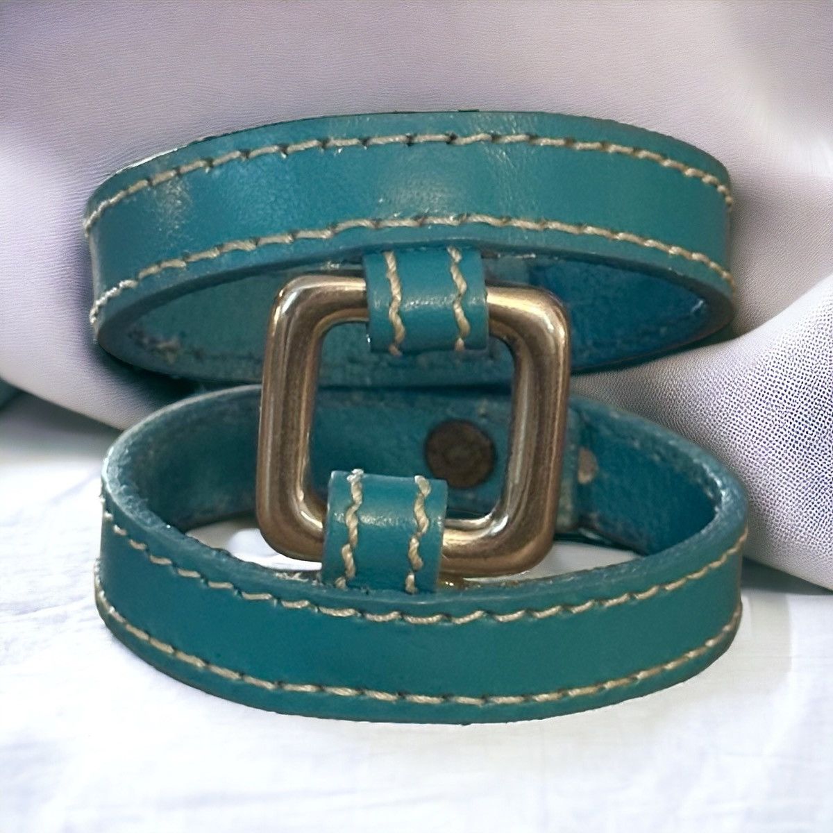 Vintage Turquoise leather double wrap bracelet Size ONE SIZE - 1 Thumbnail