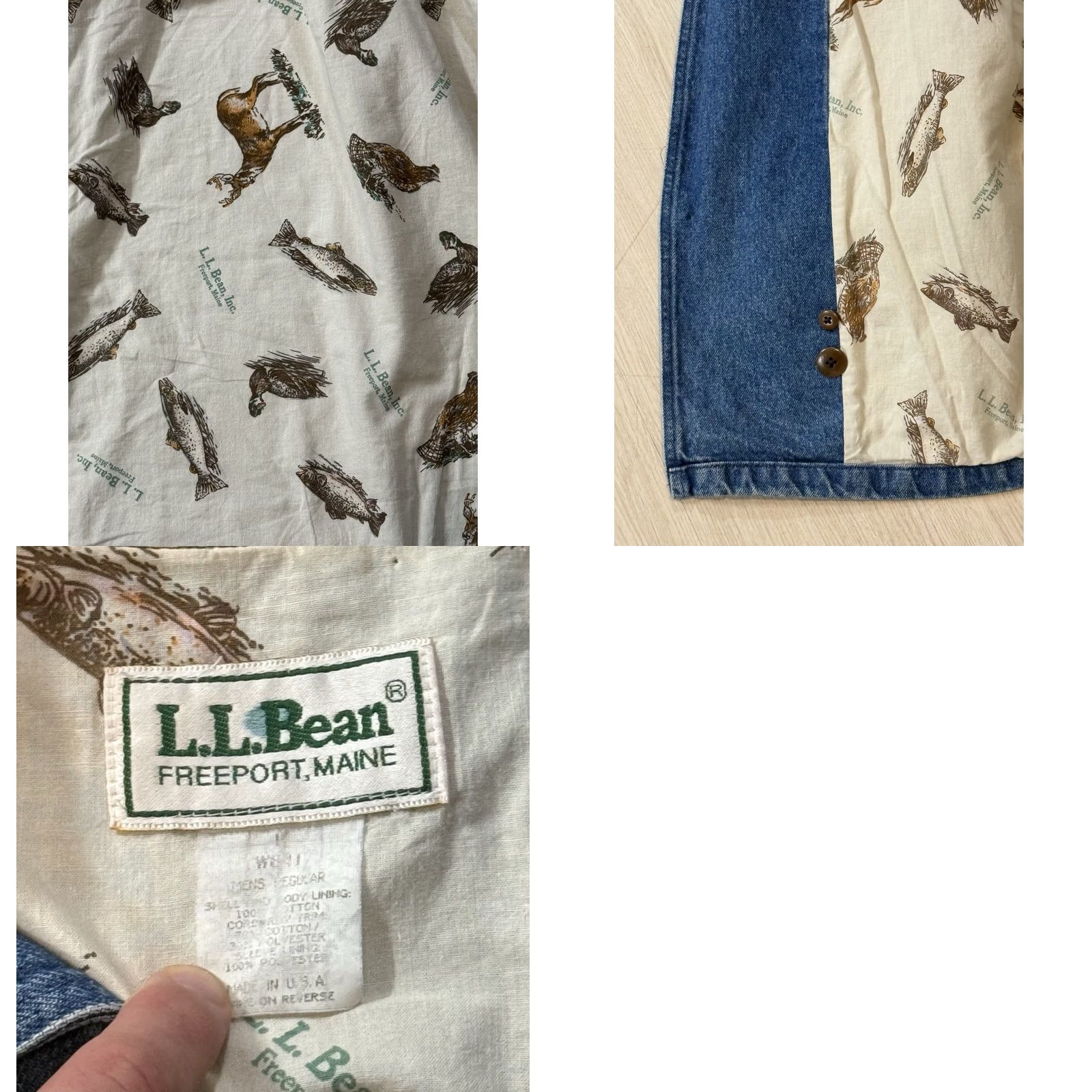 Vintage VINTAGE L.L. Bean Coated Denim Coat Nature Print Lined Chore Coat XXL 2XL Men’s Utility Workwear Winter Outdoors Size US XXL / EU 58 / 5 - 8 Thumbnail