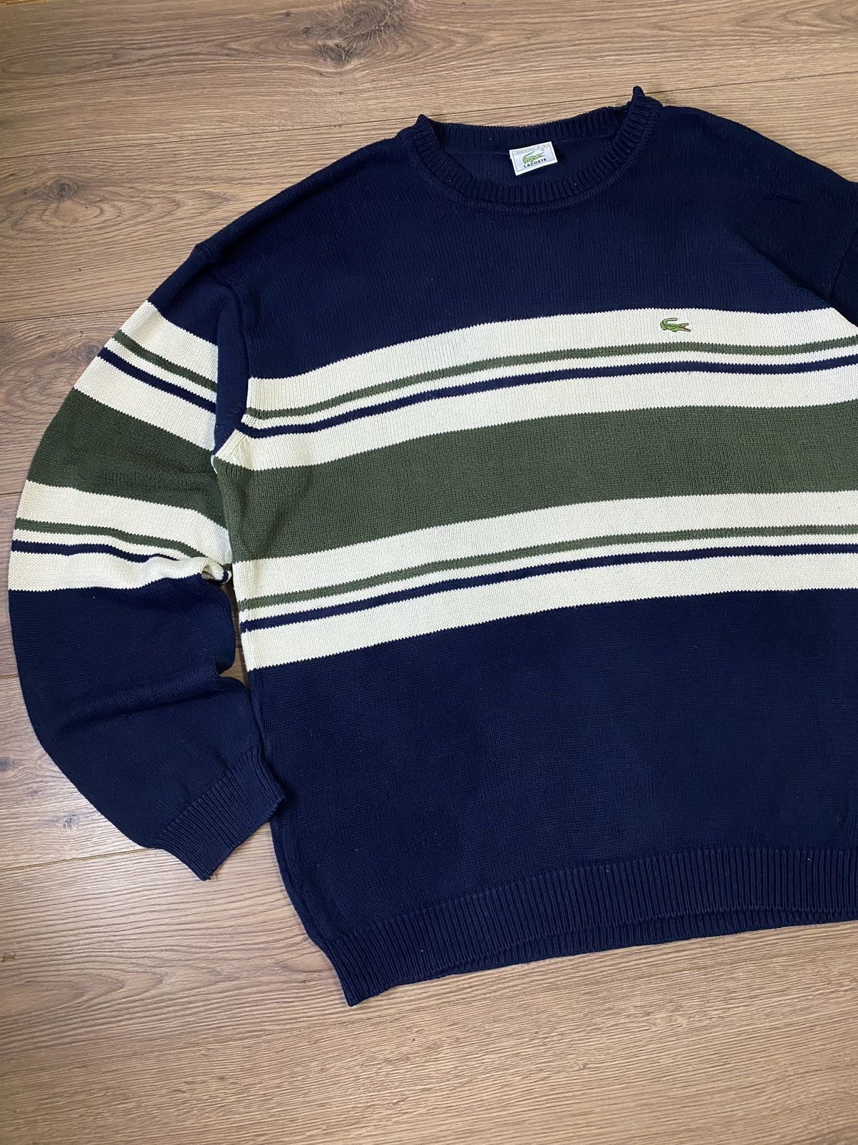 Lacoste × Vintage Vintage Lacoste Striped Knit Sweater Size 8 Size US XXL / EU 58 / 5 - 2 Thumbnail