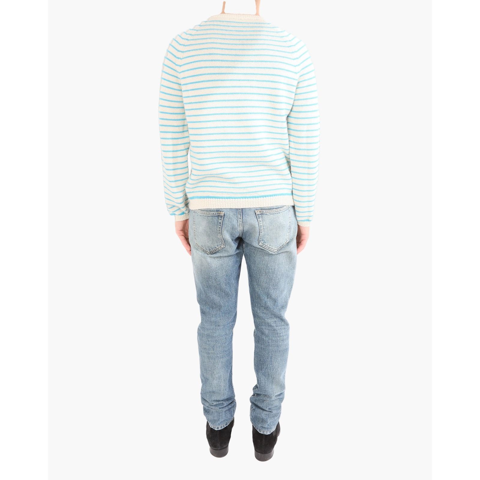 Gucci Gucci Garden Floral Embroidered Striped Knit in White & Blue Size US S / EU 44-46 / 1 - 2 Thumbnail