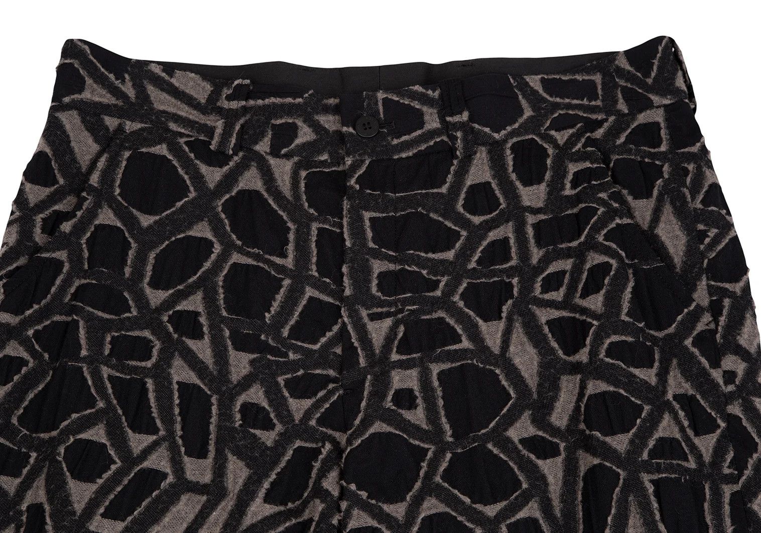 Issey Miyake Cut Jacquard Design Tapered Pants in Black/Gray Size US 36 / EU 52 - 2 Thumbnail