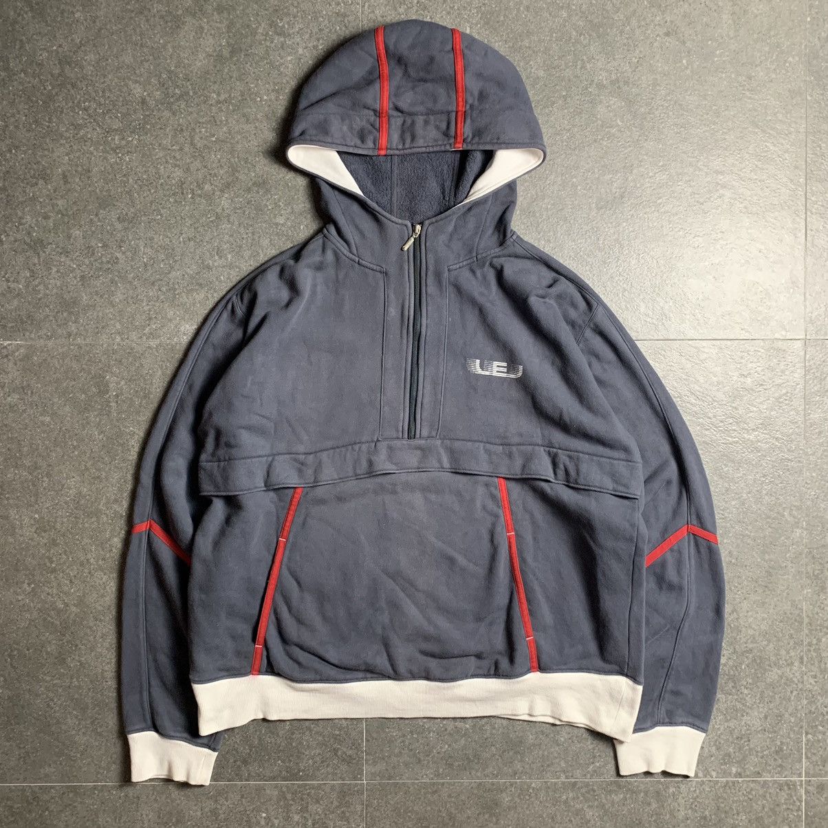Levi's 2000s Levi’s Enginereed Jeans 1/4 Zip Hoodie Big Logo Size US L / EU 52-54 / 3 - 9 Thumbnail