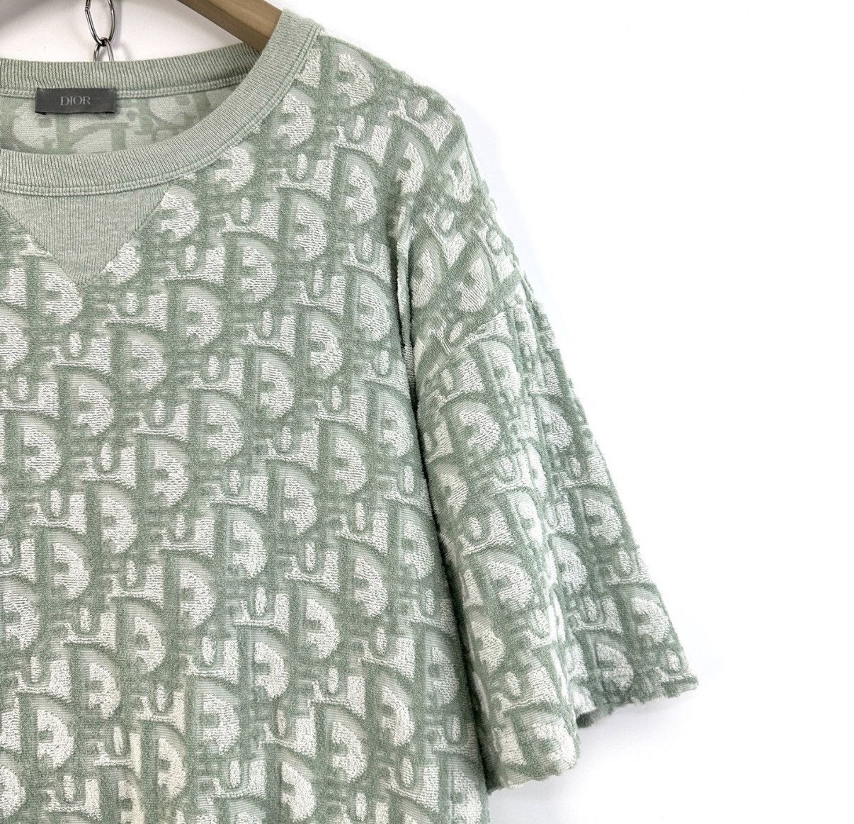 Dior DIOR / Men's Light Green Oblique Logo Print Short Sleeve K12 Size US XXL / EU 58 / 5 - 5 Thumbnail