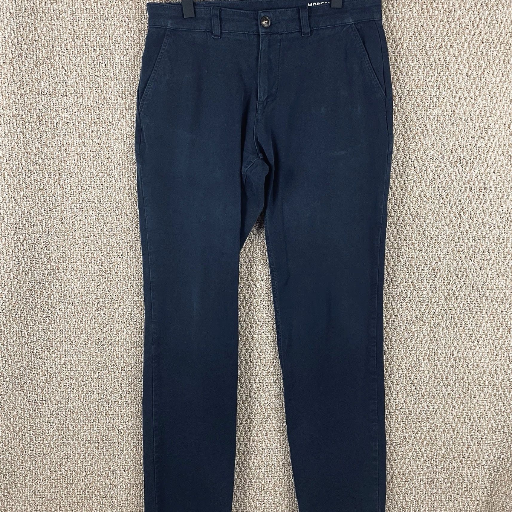 Vintage Mugsy Jeans Men 33x32 Blue Morgans Stretch Chino Preppy E187 Straight Comfort Size US 33 - 2 Thumbnail