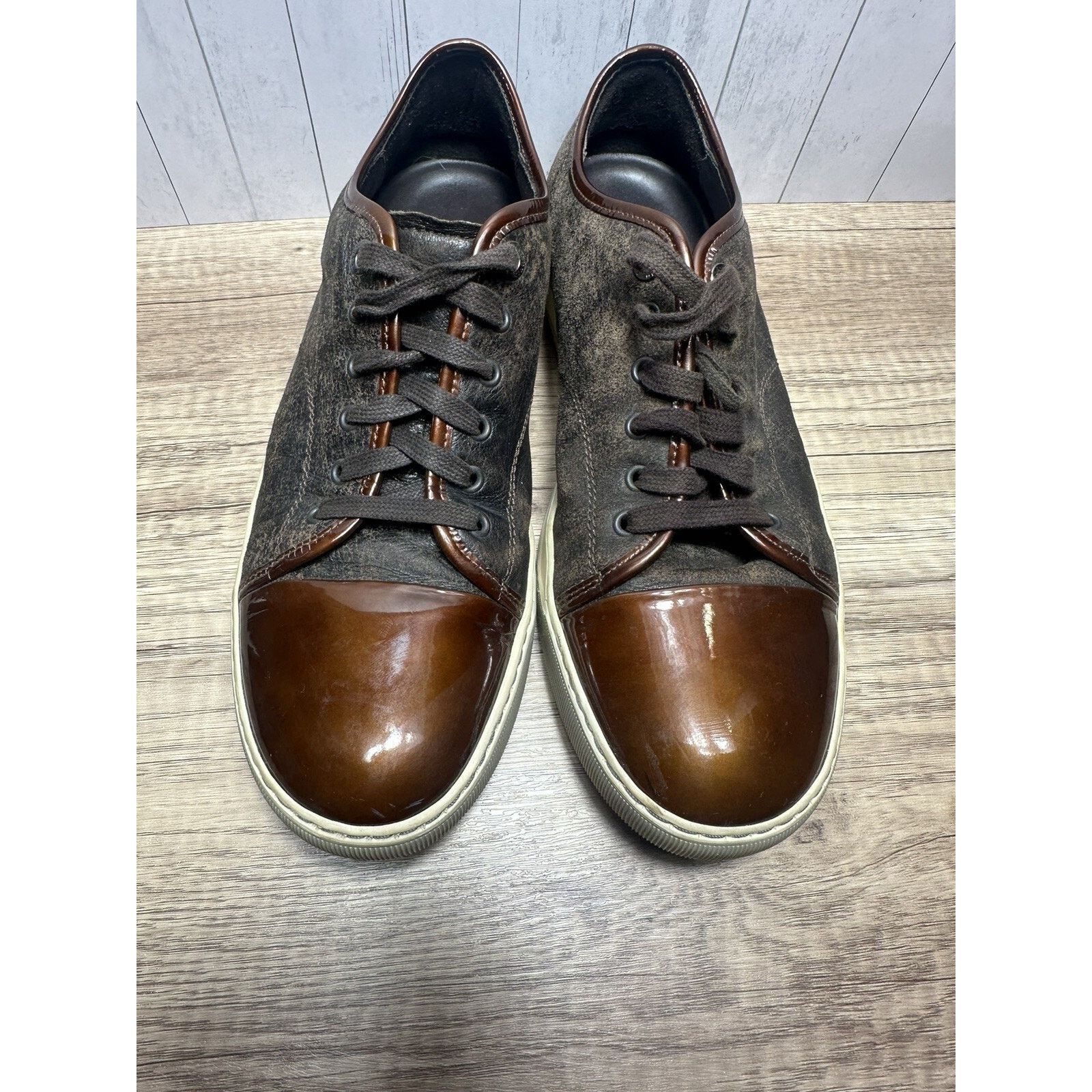 Lanvin Lanvin DBB1VMV Canvas Sneakers Men’s UK 9 Distressed Patent Size US 10 / EU 43 - 3 Thumbnail