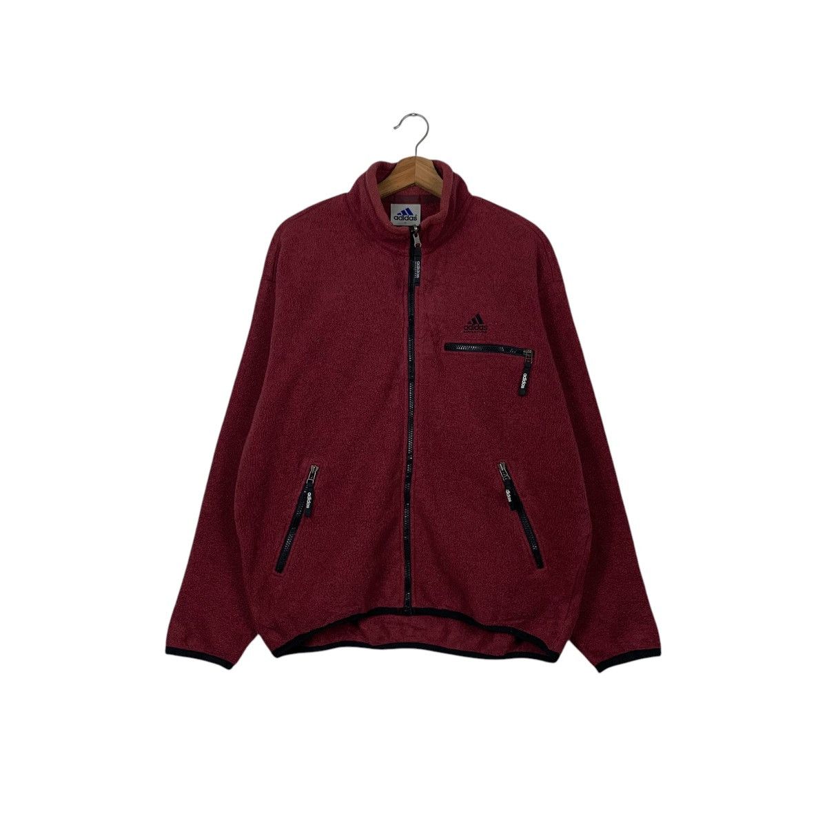 Adidas 90’s ADIDAS Embroidery Logo Maroon Fleece Jacket #2091-C91 Size US L / EU 52-54 / 3 - 1 Thumbnail