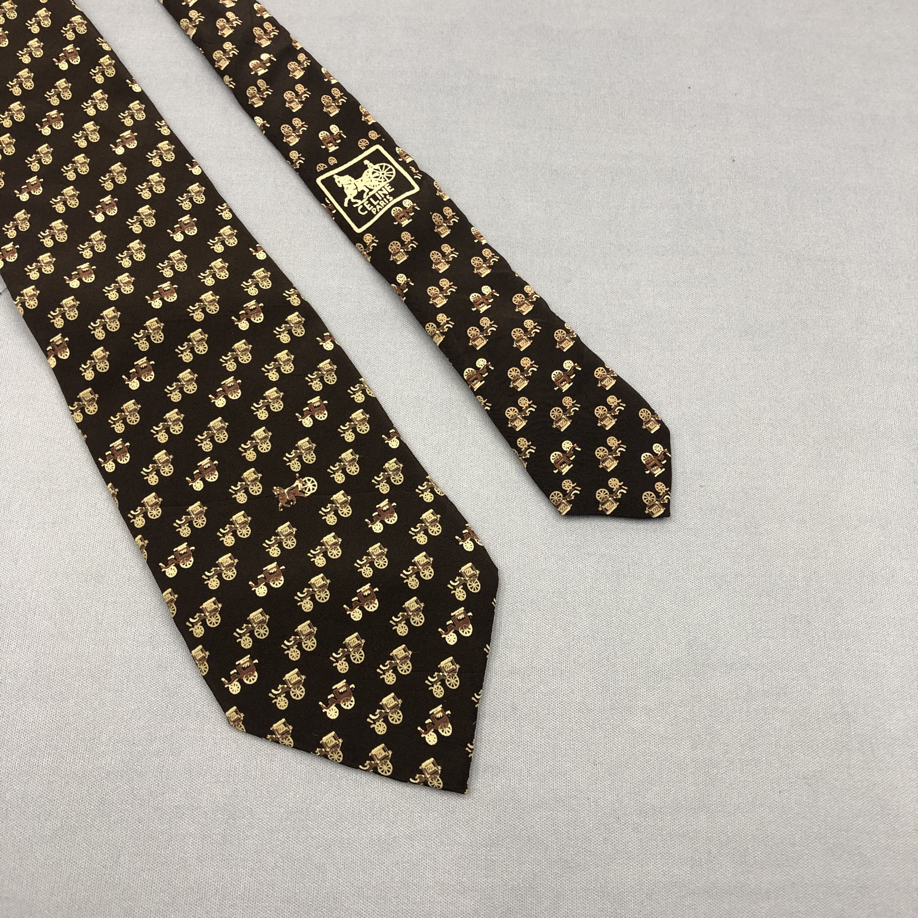 Celine Vintage Celine SILK Necktie Cravate Pure Silk Neck Tie Size ONE SIZE - 1 Thumbnail