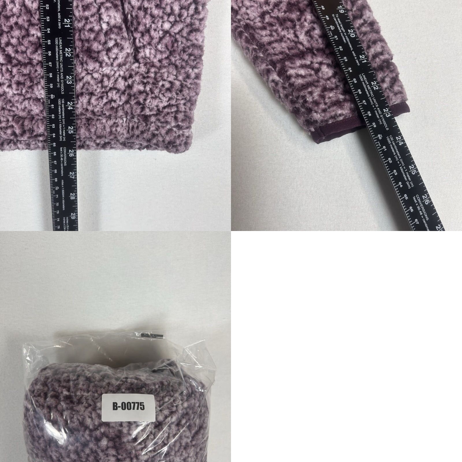 Pinko PINK VS Full Zip Sherpa Fleece Jacket Sweater Womens XS Plum Mock Neck Jacket, Long Sleeve, Solid, Classic Outdoor, Pockets, Regular Fit Size XS / US 0-2 / IT 36-38 - 9 Thumbnail