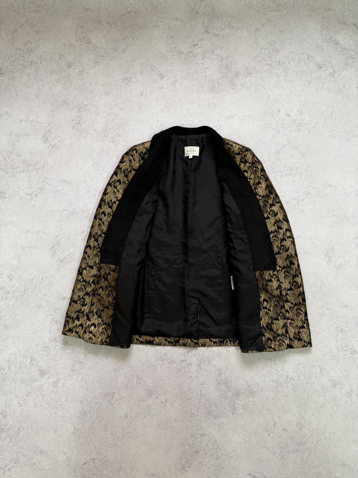 Sezane Sezane Womens Black Gold Jacquard Blazer Jacket Size 36 Size XS / US 0-2 / IT 36-38 - 12 Thumbnail