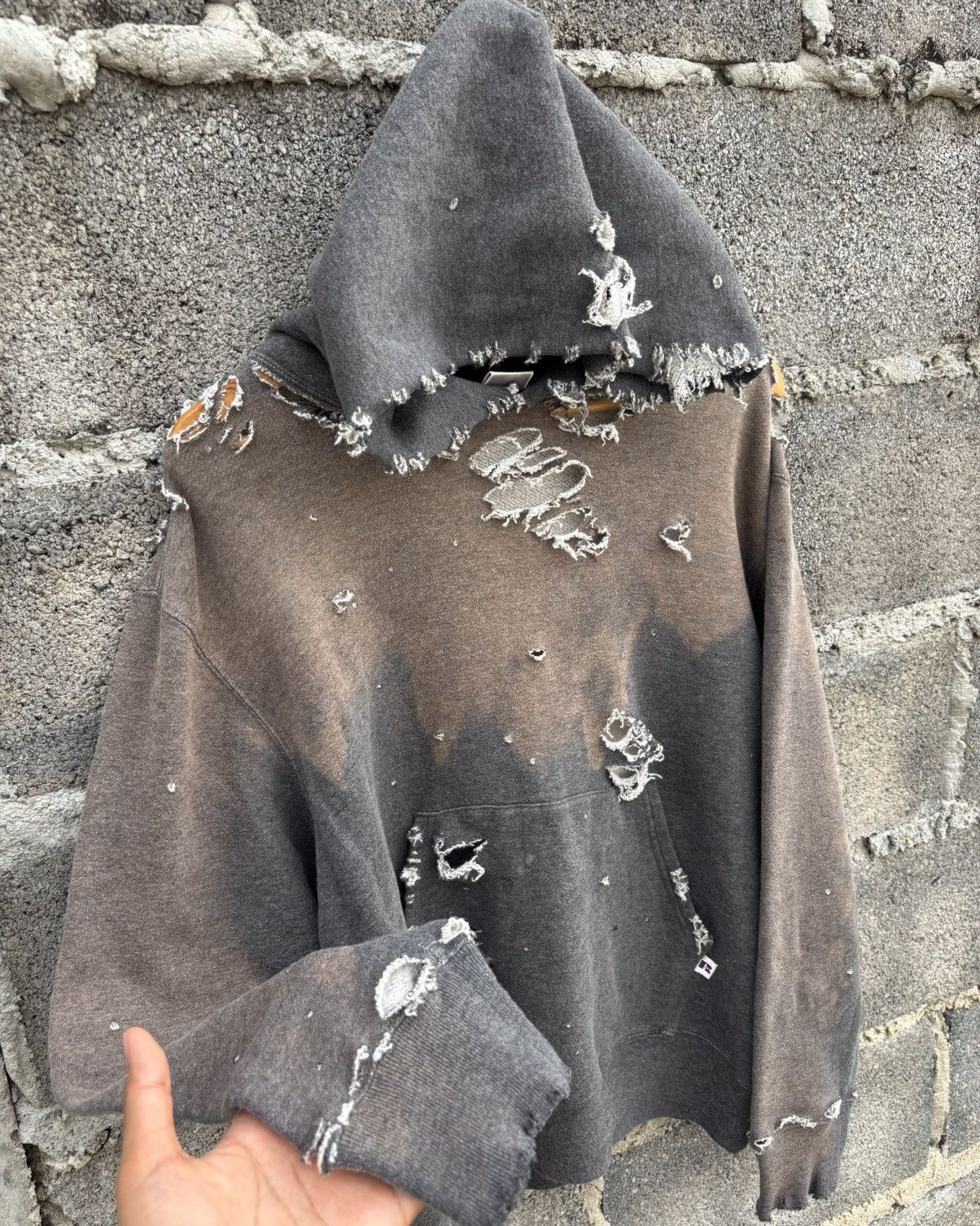 Vintage Thrashed 2Tone Faded Distressed Russell Hoodie Size US M / EU 48-50 / 2 - 7 Thumbnail