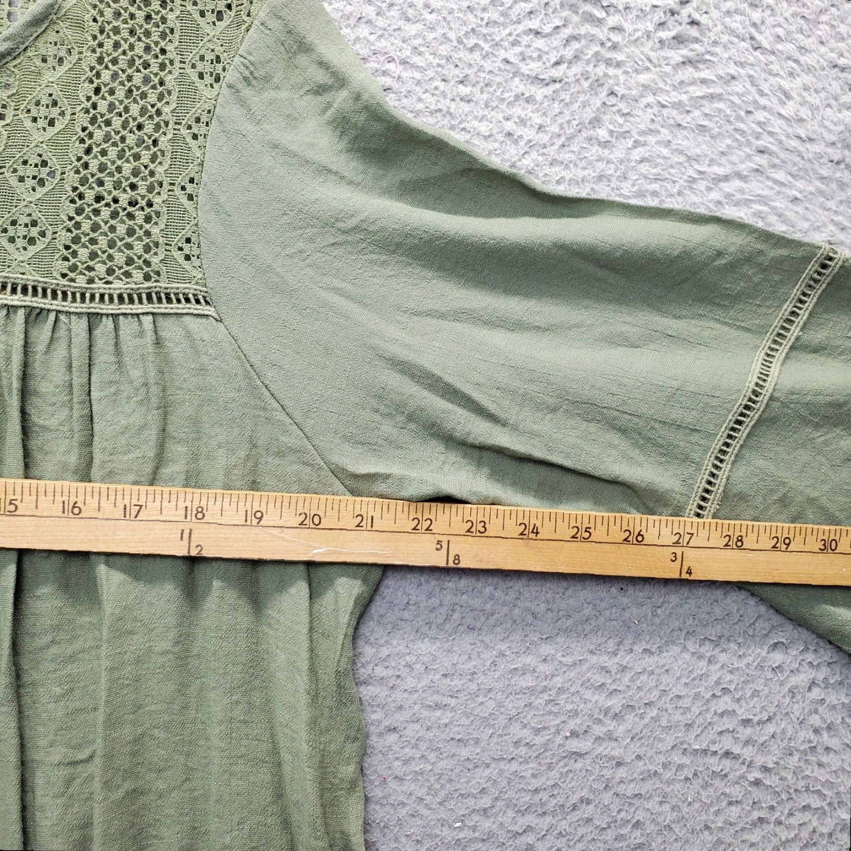 Avenue Avenue Womens Blouse Top Green Size 14/16 Pleated Lace Up V Neck Casual Pullover Shirt Size XL / US 12-14 / IT 48-50 - 6 Thumbnail
