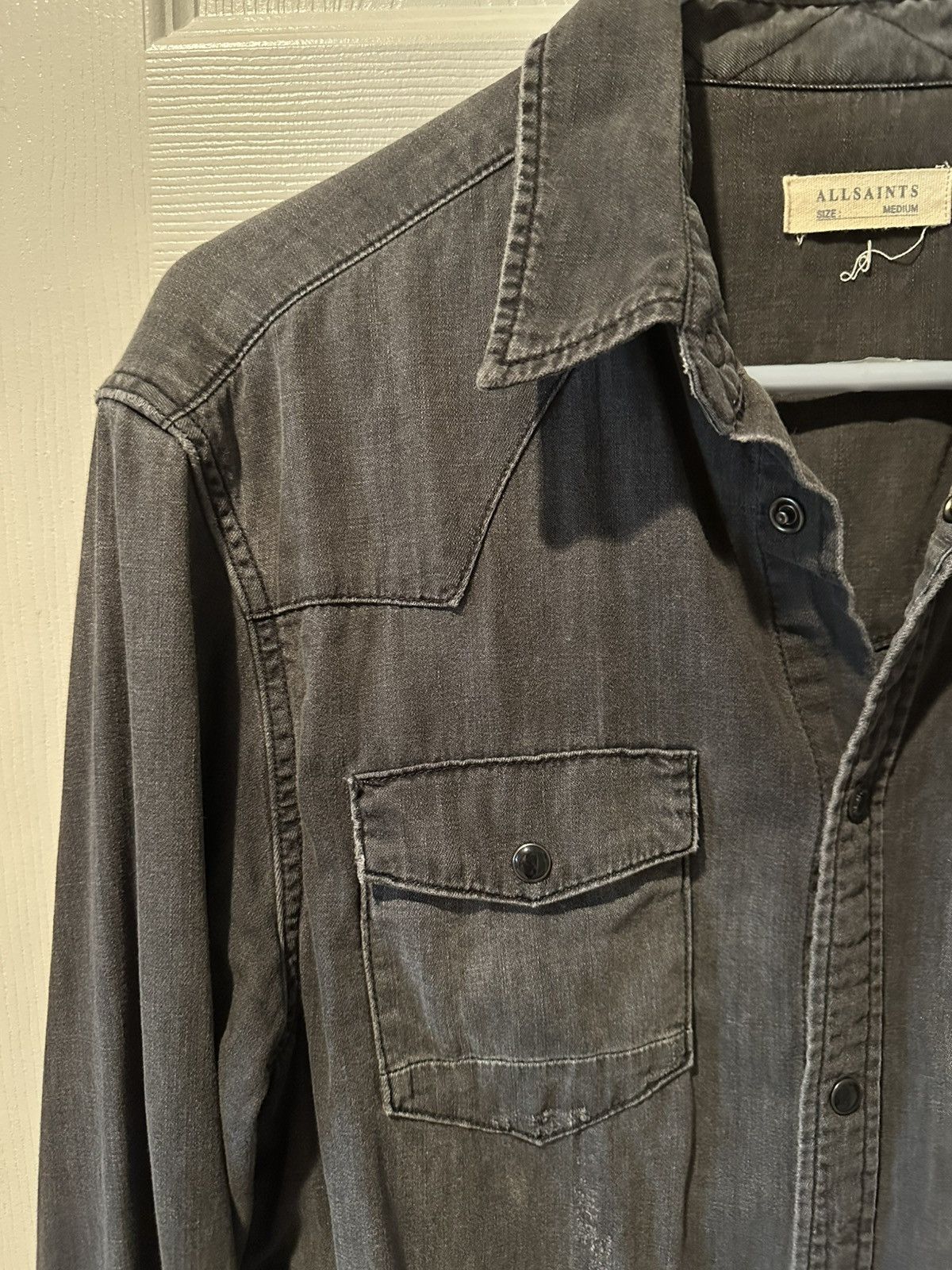 Allsaints All Saints Black Denim Western Long Sleeve Size US M / EU 48-50 / 2 - 2 Thumbnail