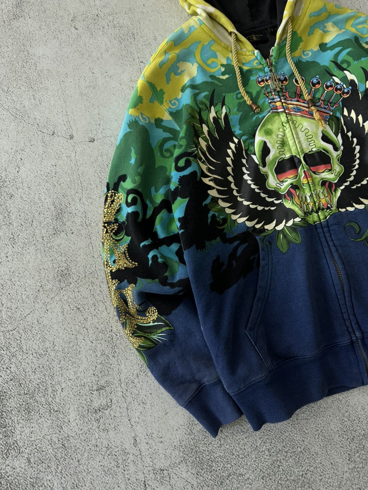 Christian Audigier × Ed Hardy × Vintage Christian Audigier Ed Hardy Style Vintage Skull Zip Hoodie Size US S / EU 44-46 / 1 - 6 Thumbnail