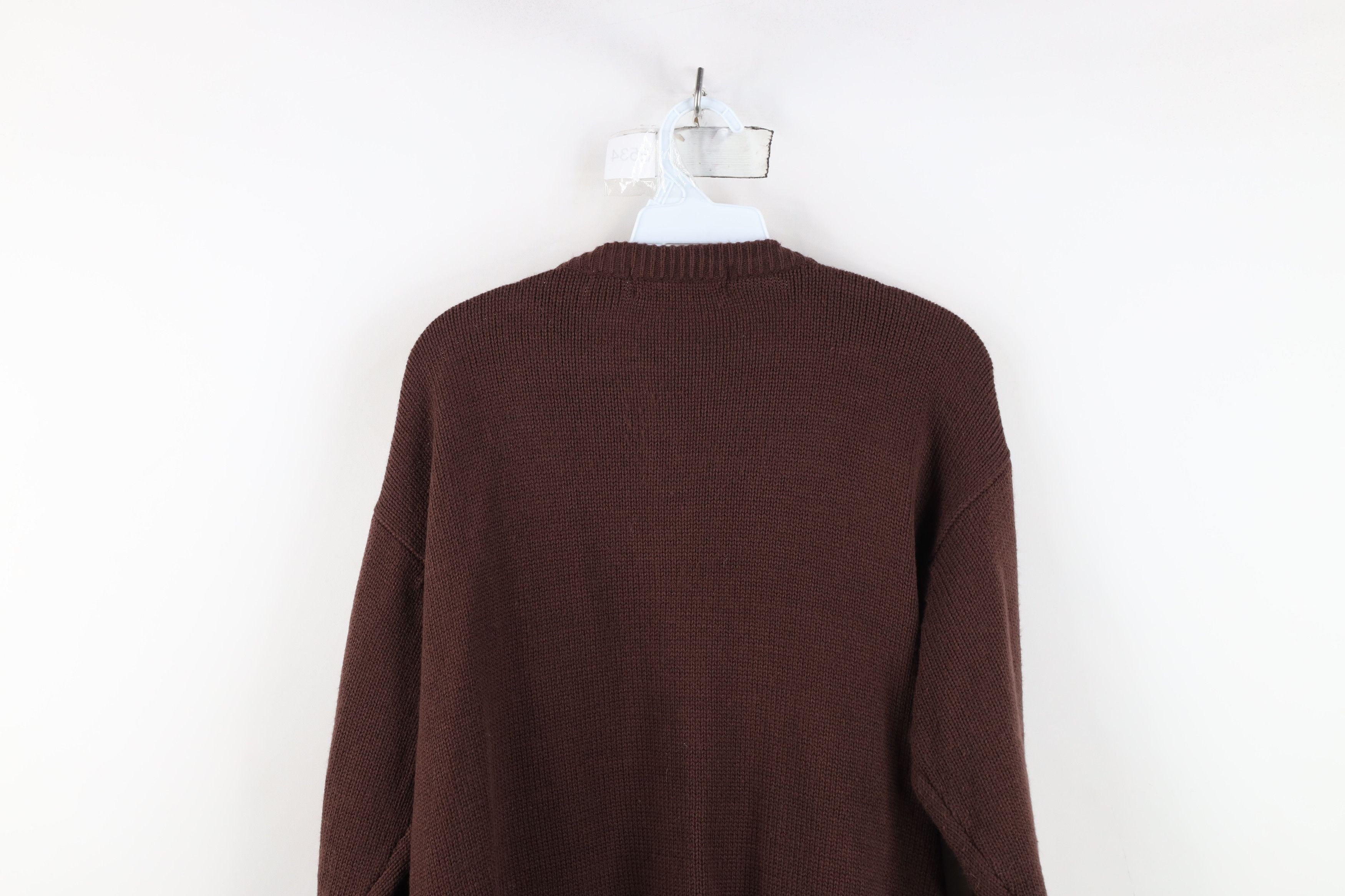 Vintage Vintage 90s Streetwear Cable Knit Cardigan Sweater Brown Size L / US 10 / IT 46 - 12 Thumbnail